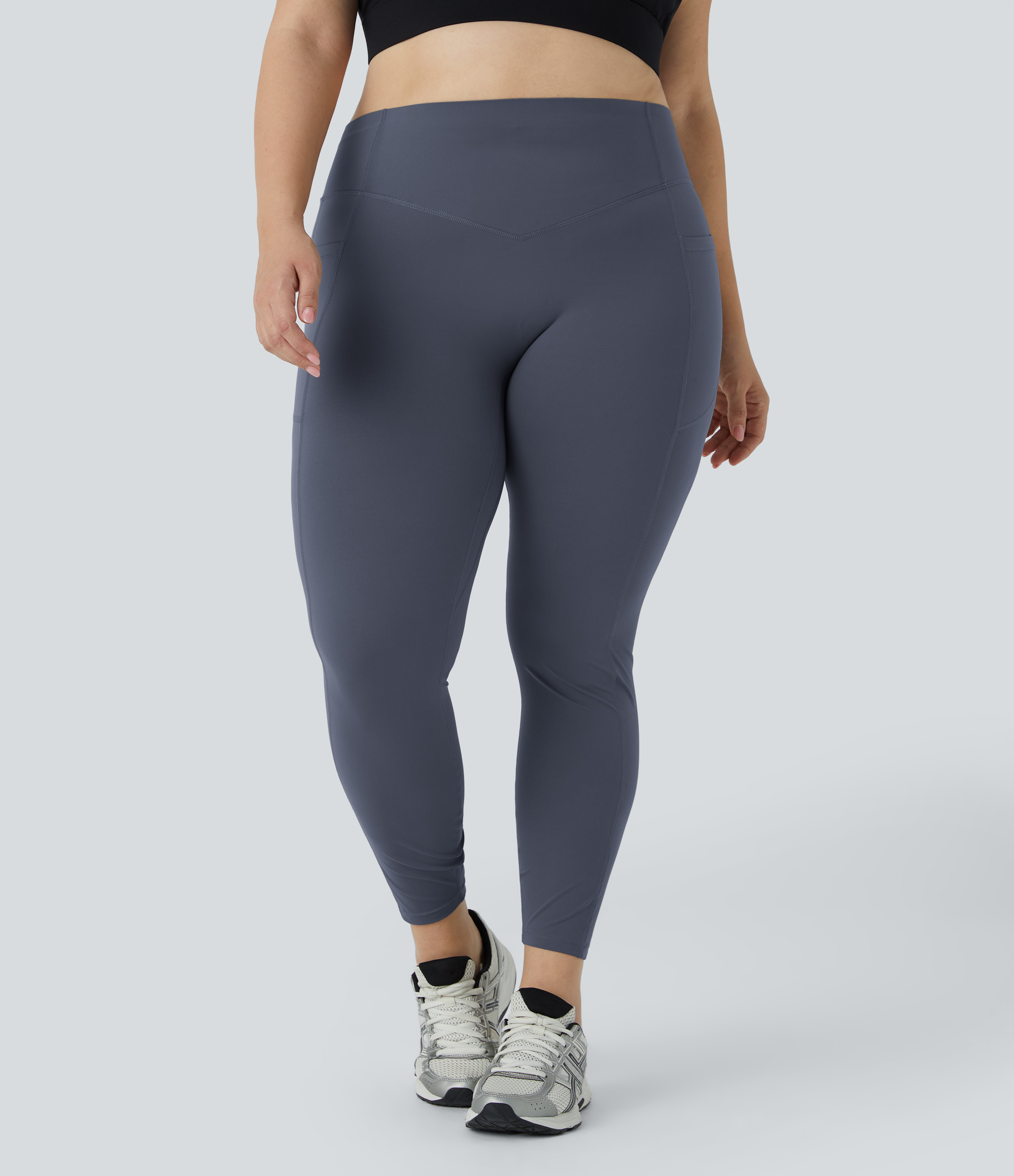 Halara SoCinched High Waisted Butt Lifting Tummy Control Side Pocket Shaping Training UltraSculpt Plus Size Leggings  - Silent Blue - 2X(7/8) 
