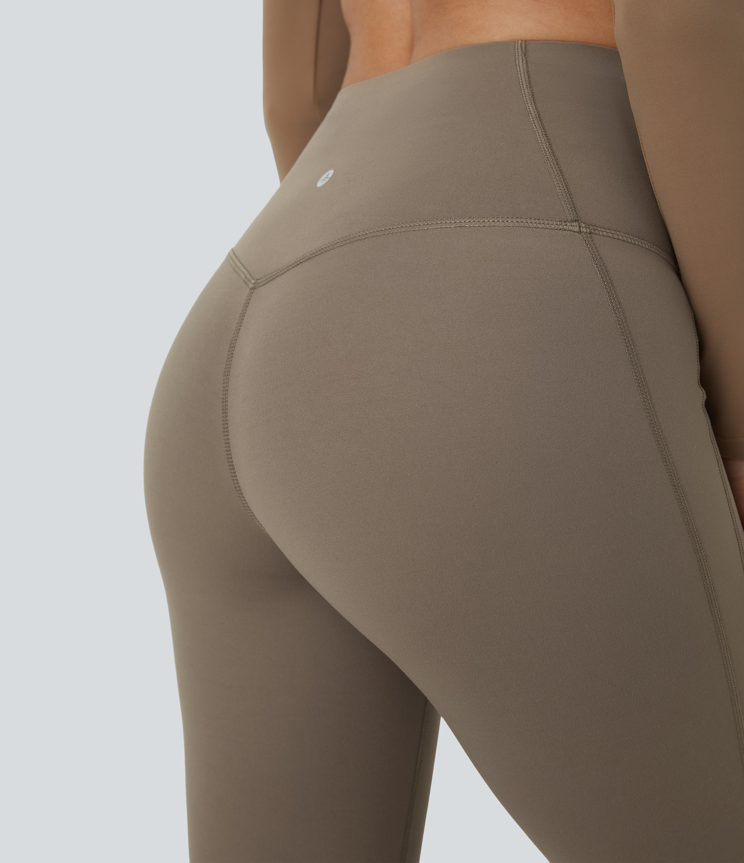 Halara SoCinched High Waisted Tummy Control Shaping Yoga UltraSculpt Flare Leggings  - Dawn Brown - S(regular) gym leggings 