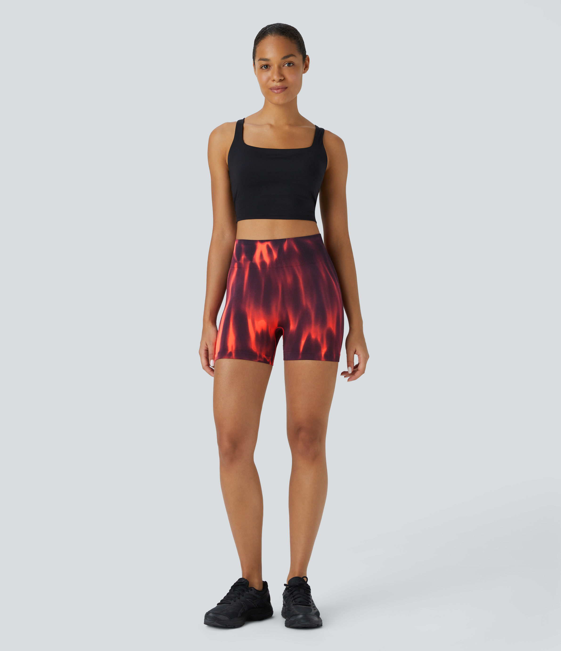 Halara Seamless Flow High Waisted Tie Dye Yoga Biker Shorts 3.5``  - Volcano Tie Dye - L biker shorts women black biker shorts 