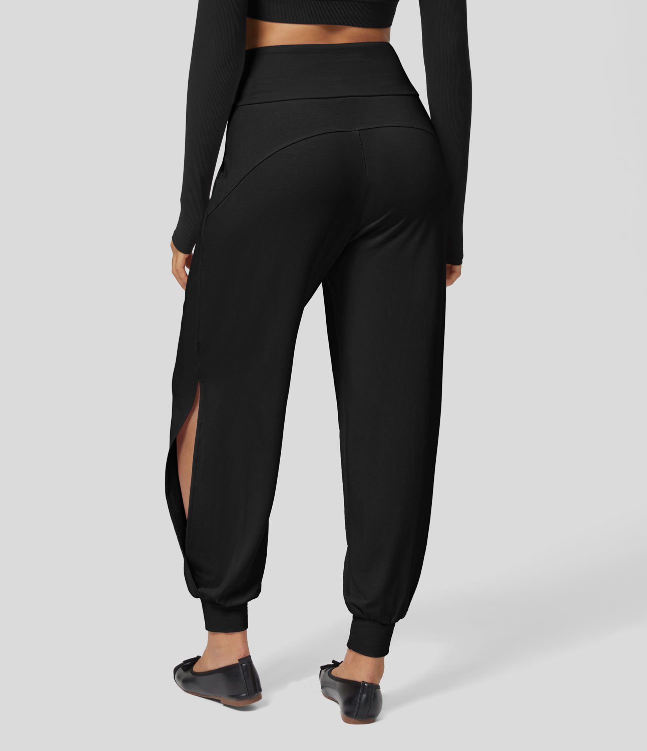 

Halara High Waisted Crossover Plicated Side Pocket Cut Out Dance Sweatpants - Black