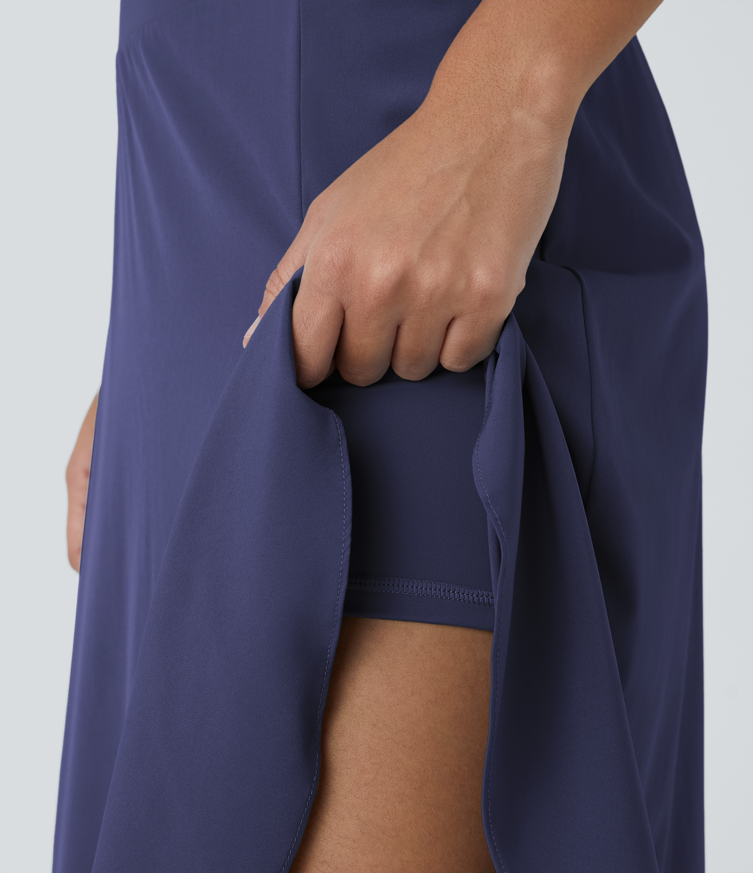 Halara Breezefulв„ў High Waisted Asymmetric Ruffle Trim Split Hem 2-in-1 Maxi Quick Dry Casual Skirt  - Patriot Blue - XL(regular) 