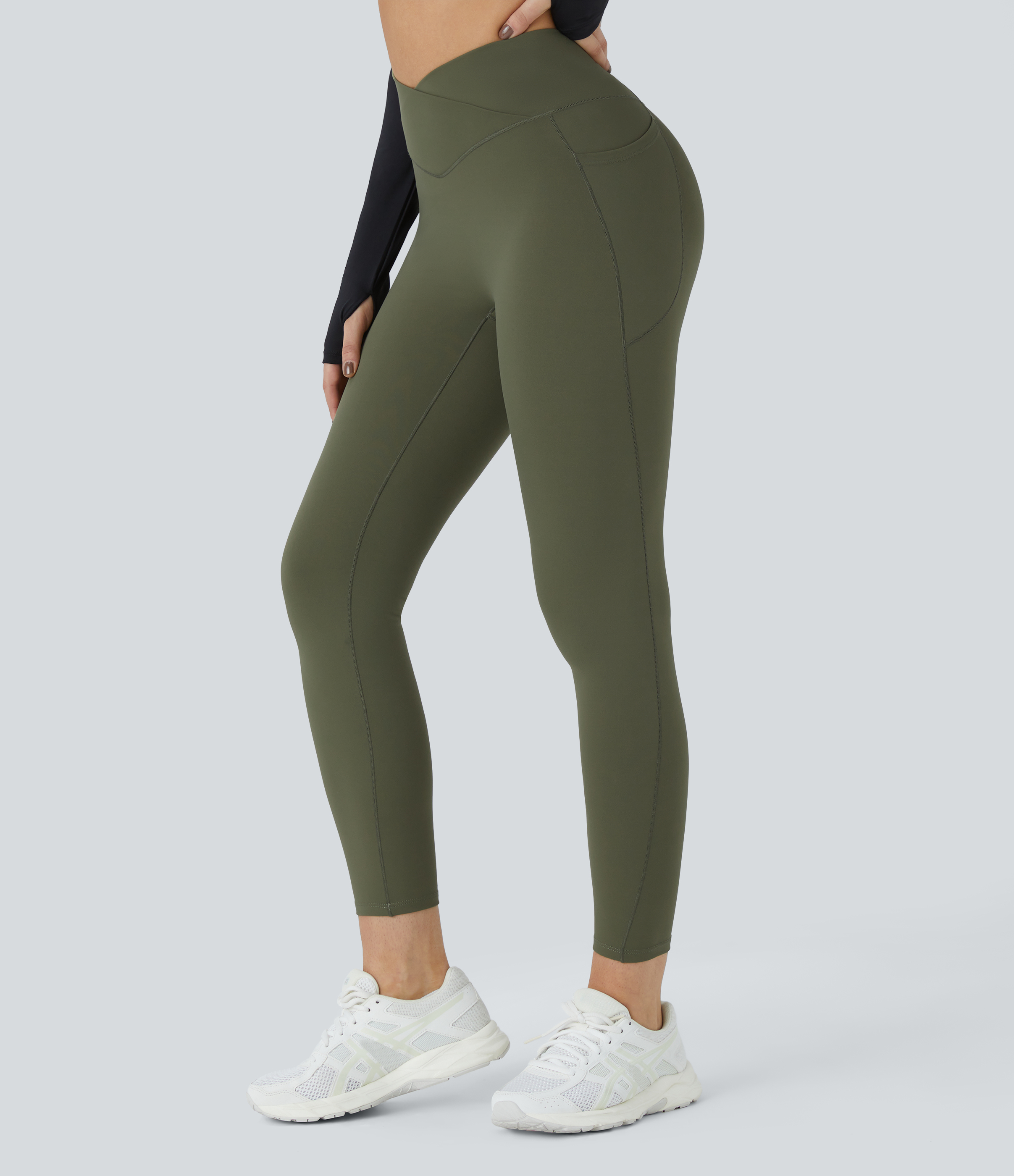 SoftlyZero™ Plush Thermal High Waisted Crossover Pocket Yoga Leggings