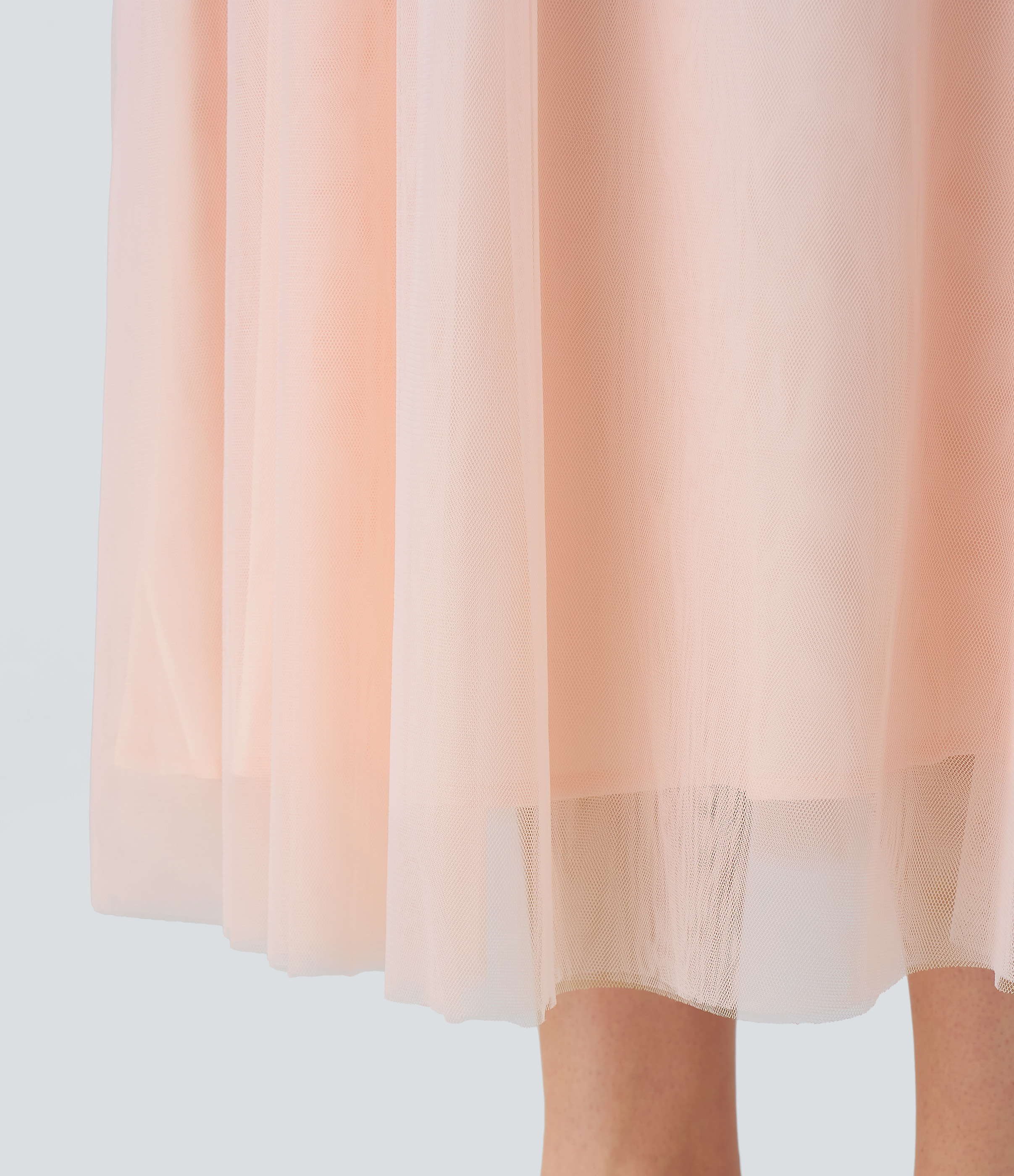 Halara High Waisted Mesh Overlay Flowy Flare Midi Casual Skirt  - Cream Tan - S(regular) 