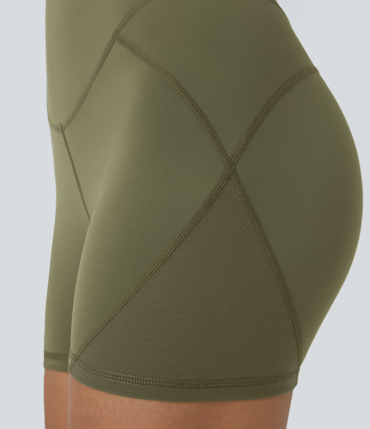 Halara SpeedWaveв„ў Mid Rise Top-stitching Quick Dry Workout Biker Shorts 4``  - Grass Grey Green - XS biker shorts women black biker shorts 