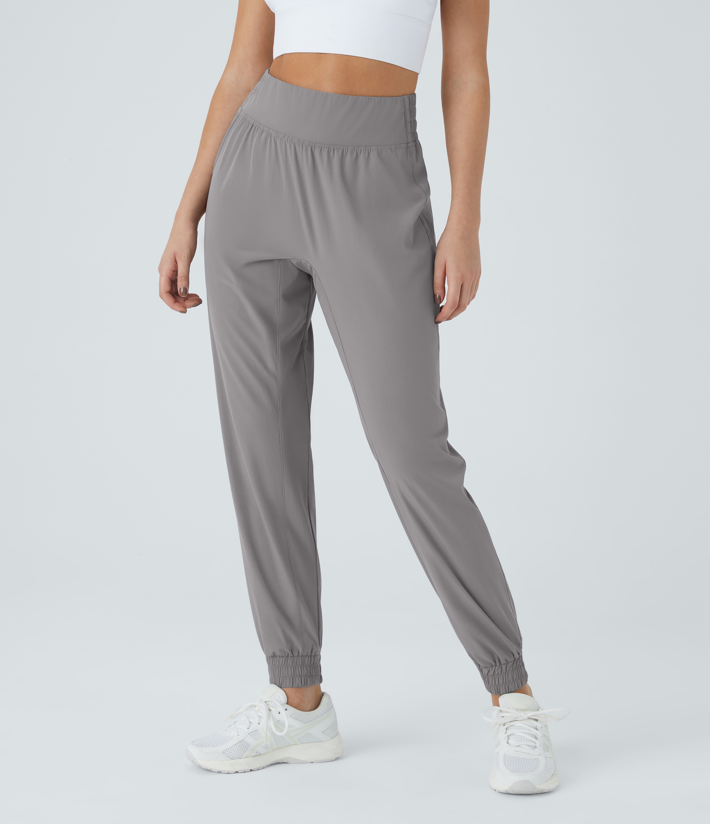 Halara High Waisted Elastic Waistband Hiking Joggers  - Mourning Dove - XL(regular) 
