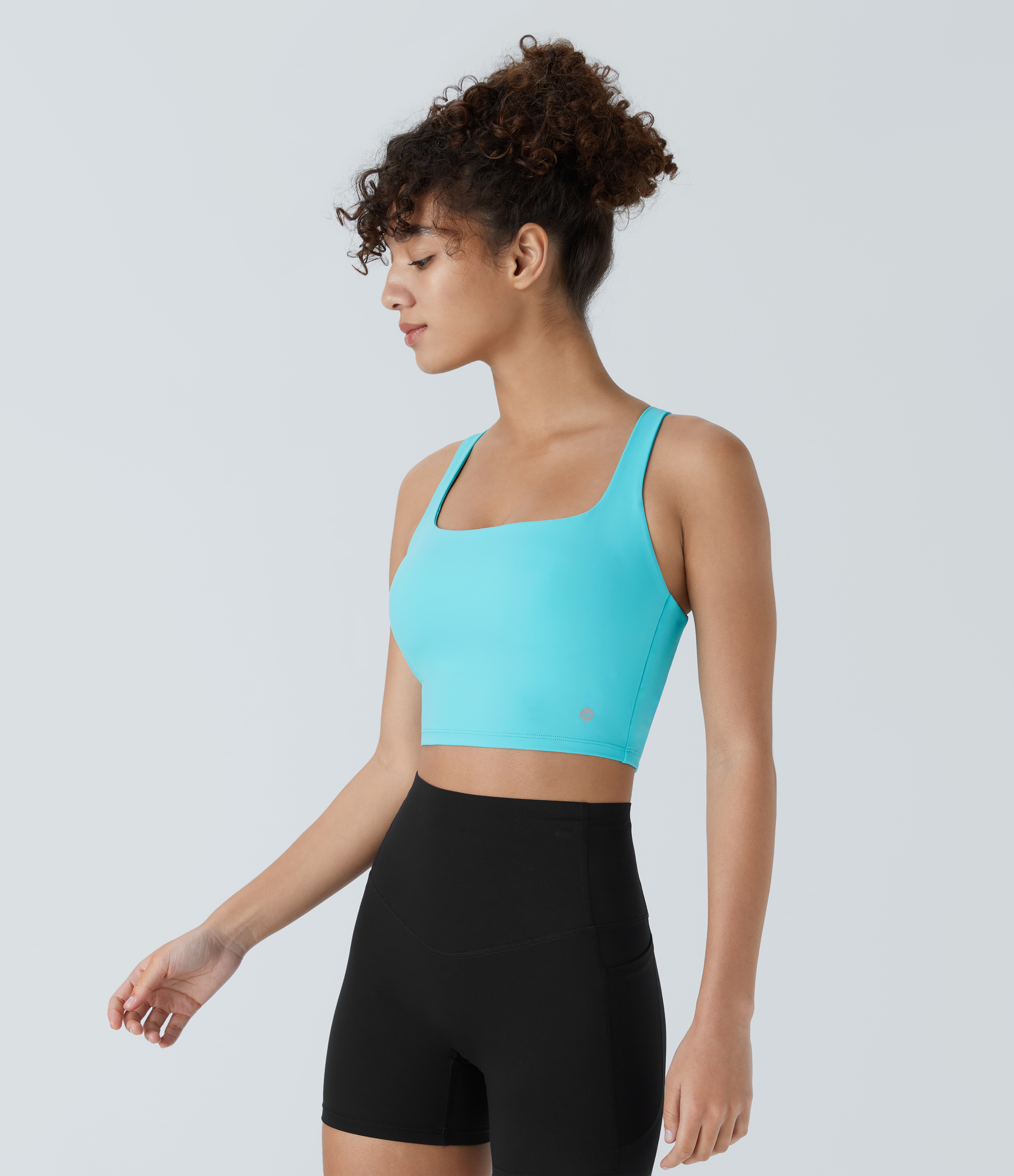 Halara Softlyzeroв„ў Airy Square Neck Backless Crisscross Cropped Cool Touch Yoga Tank Top-UPF50+ Tank Top - Capri - M golf tops halter top 