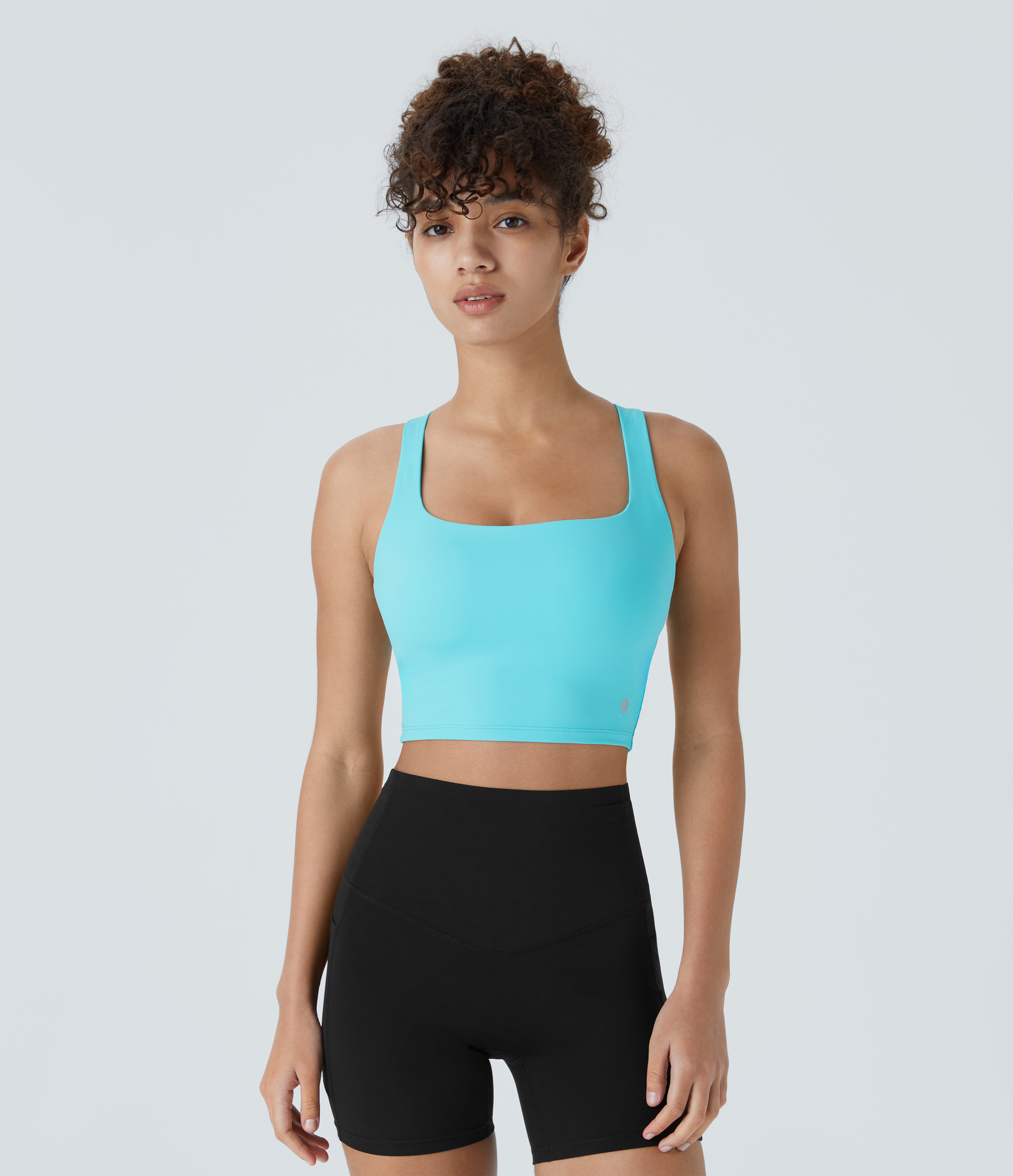 Halara Softlyzeroв„ў Airy Square Neck Backless Crisscross Cropped Cool Touch Yoga Tank Top-UPF50+ Tank Top - Capri - M golf tops halter top 