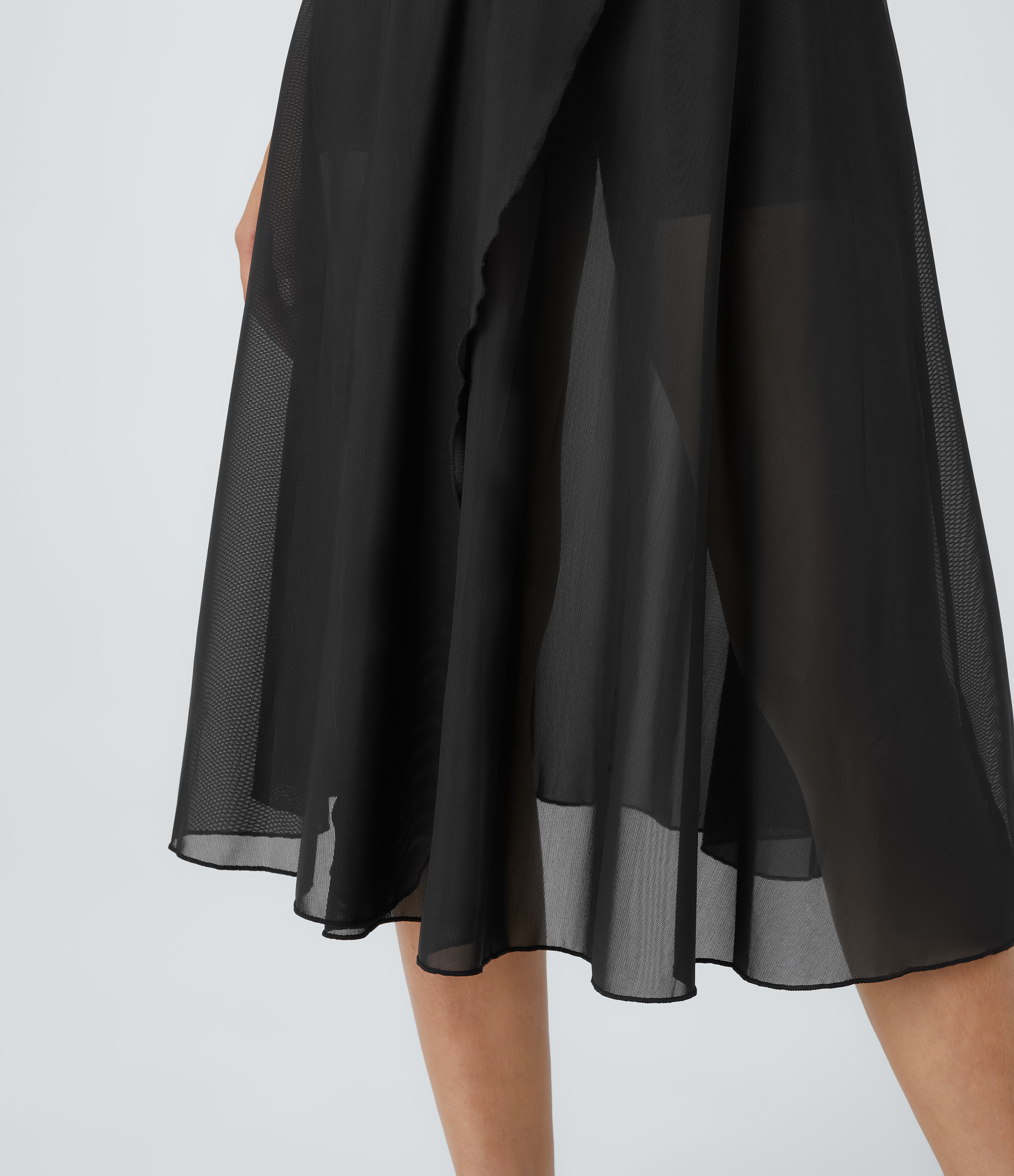 Halara High Waisted Drawstring Contrast Mesh 2-in-1 Side Pocket Flowy Midi Flare Casual Skirt  - Black - M midi skirt a line skirt 