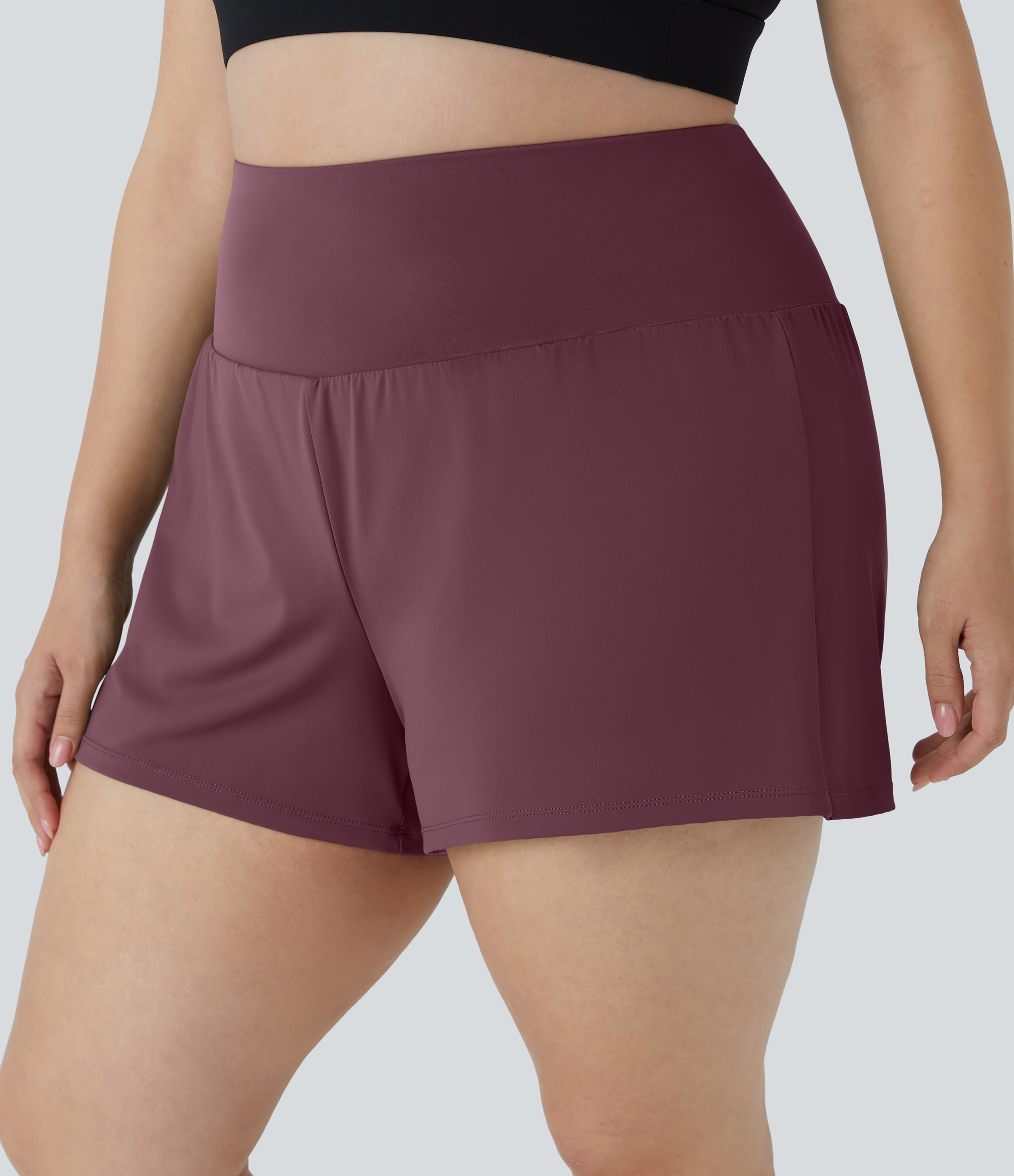 Halara Back Pocket Plus Side Hidden Pocket 2-in-1 Gym Plus Size Shorts 2.5``  - Fig - 3X 