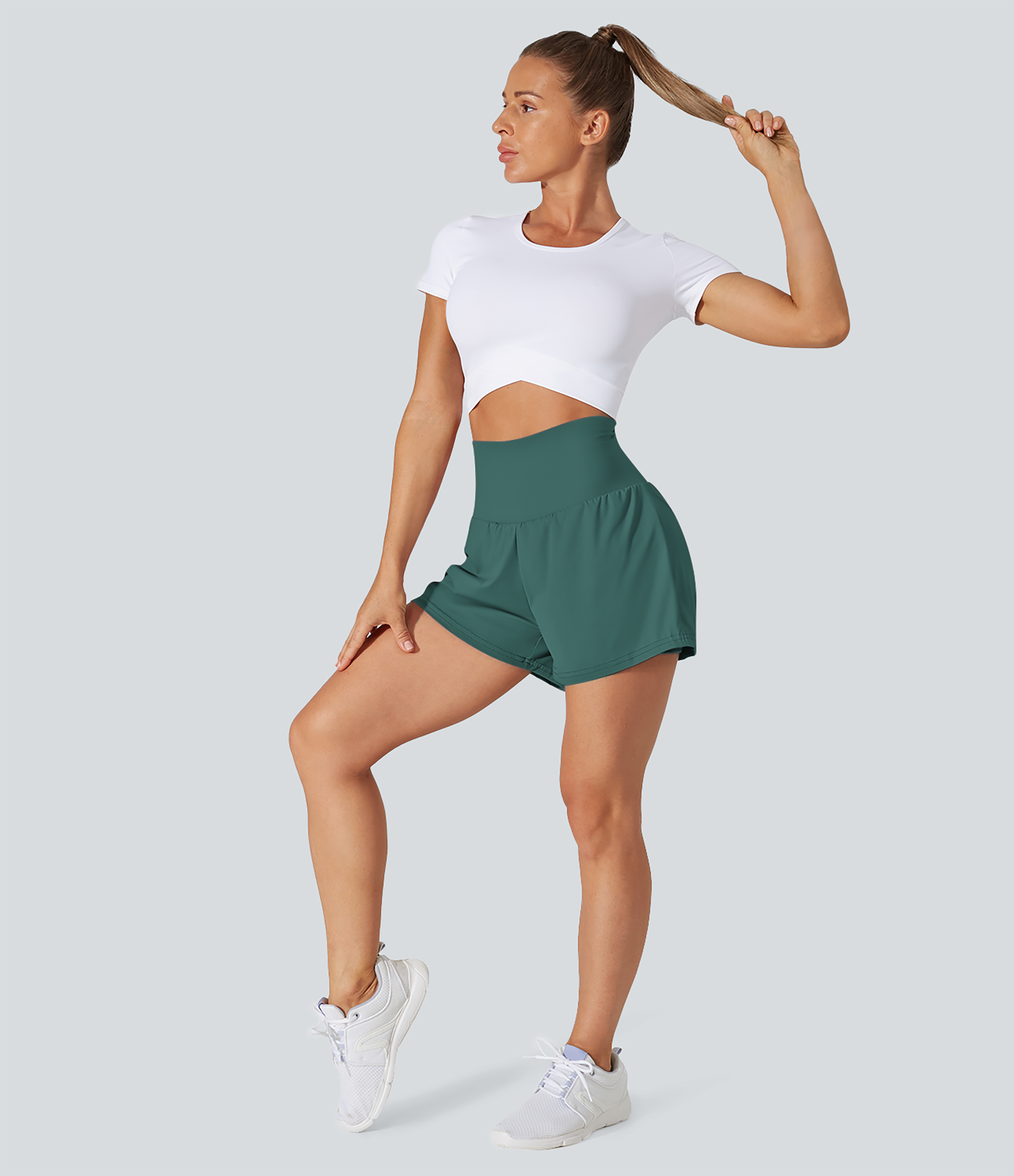 Halara Super High Waisted Back Pocket & Side Hidden Pocket 2-in-1 Yoga Shorts 2.5