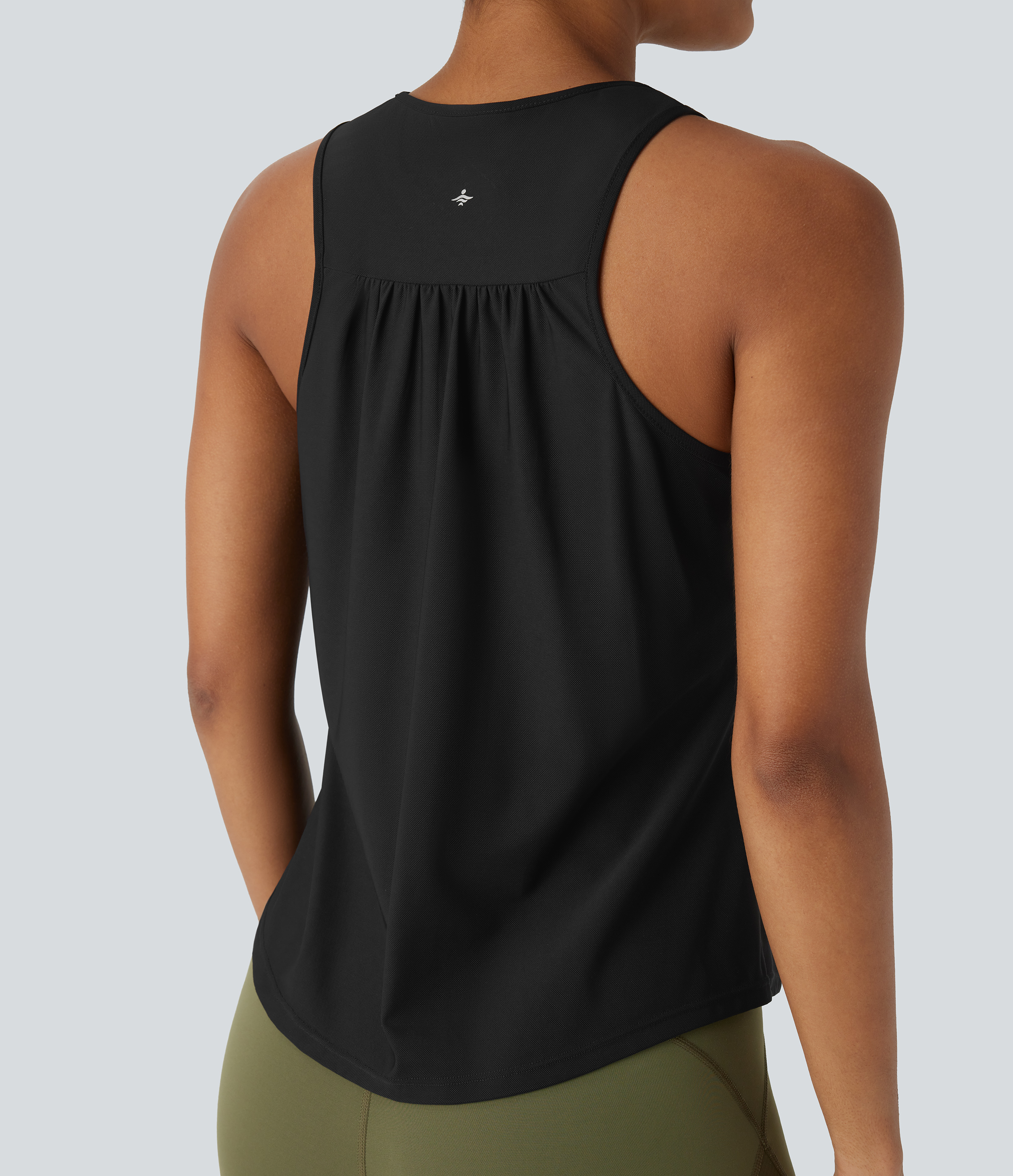 Halara Racerback Curved Hem Quick Dry Running Tank Top-UPF50+ Tank Top - Black - L golf tops halter top tunic tops sleeveless tops 