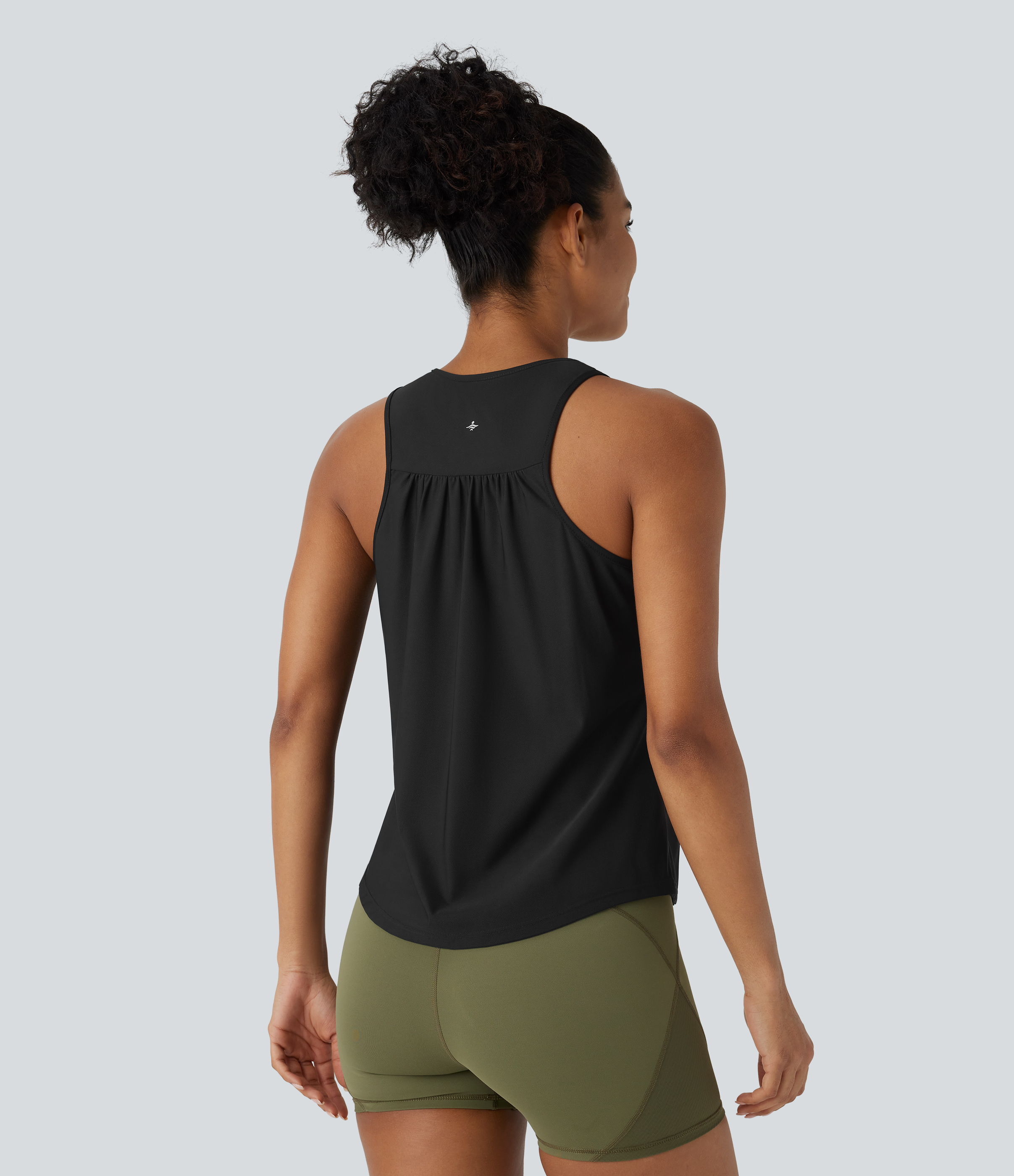 Halara Racerback Curved Hem Quick Dry Running Tank Top-UPF50+ Tank Top - Black - L golf tops halter top tunic tops sleeveless tops 