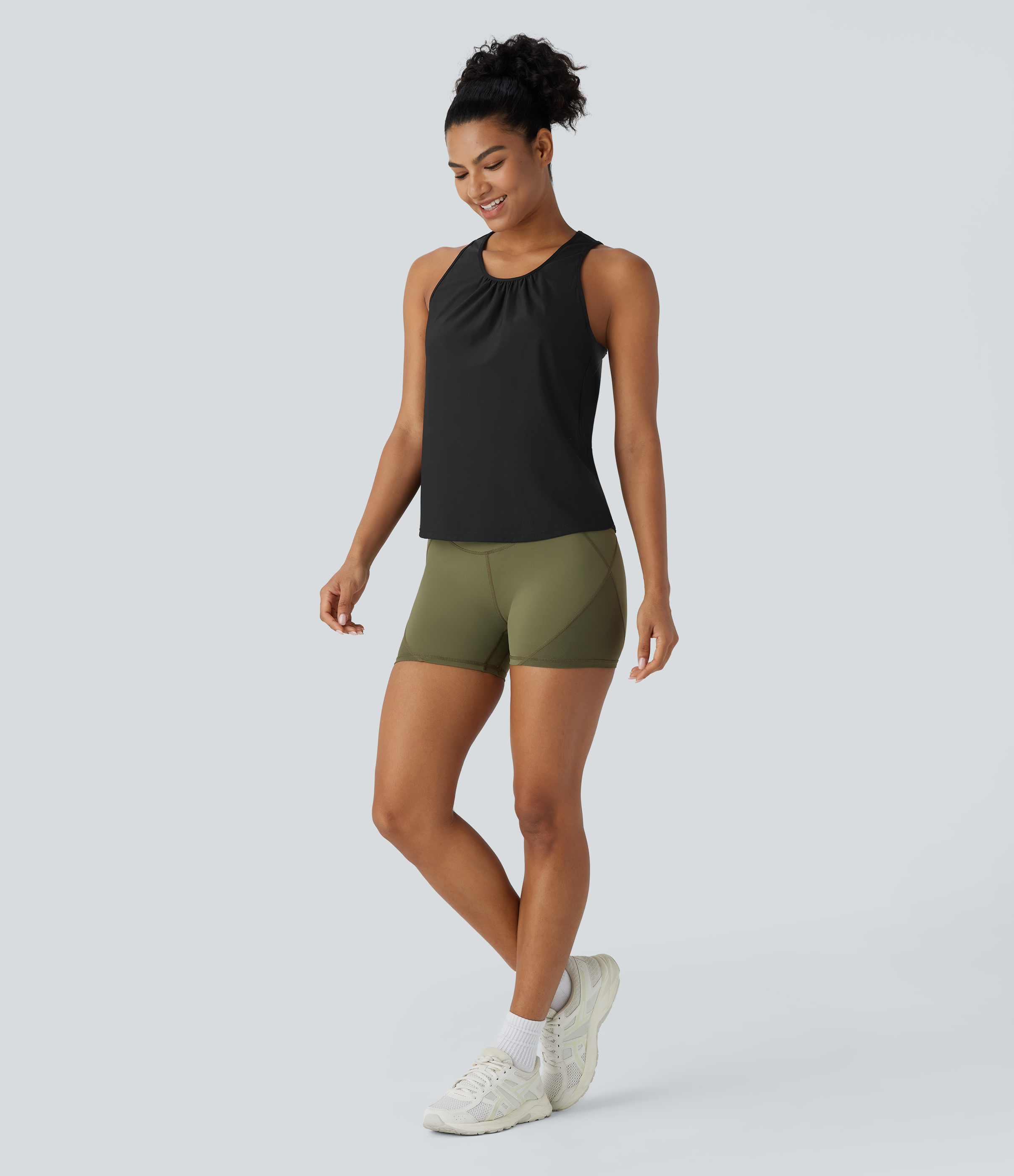Halara Racerback Curved Hem Quick Dry Running Tank Top-UPF50+ Tank Top - Black - L golf tops halter top tunic tops sleeveless tops 