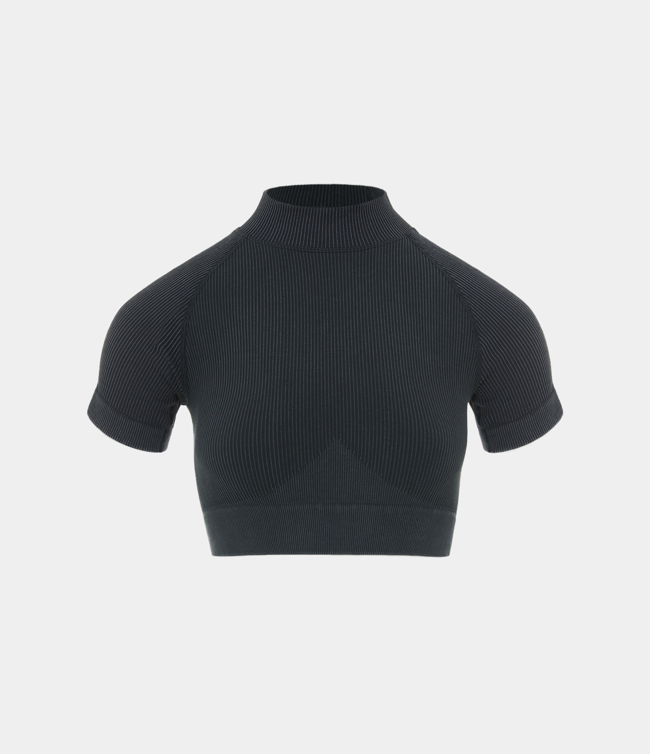 Halara Seamless Flow Mock Neck Short Sleeve Cropped Sports Top  - Black - L 