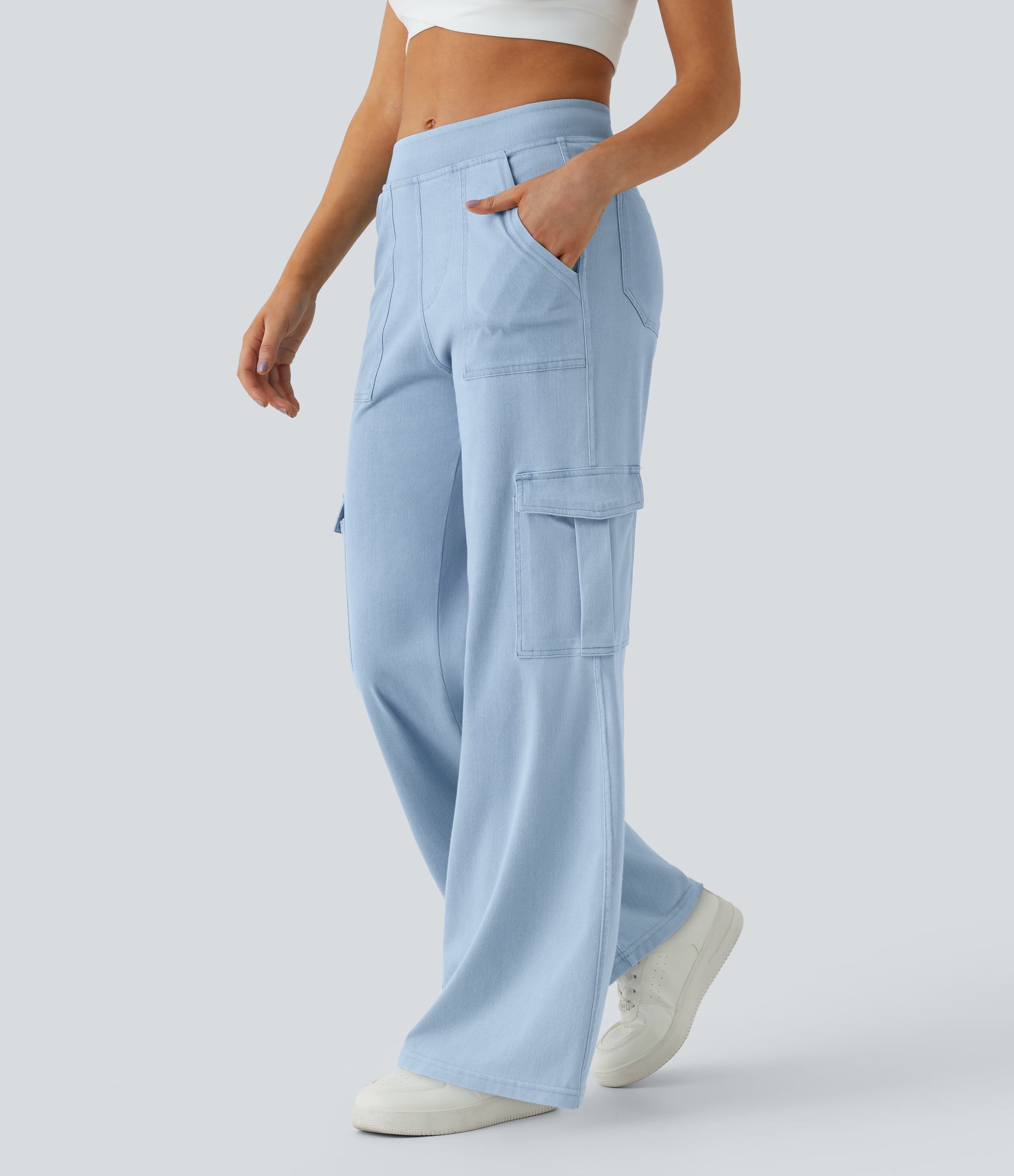 Halara Flex™ Mid Rise Pockets Straight Leg Casual Cargo Jeans