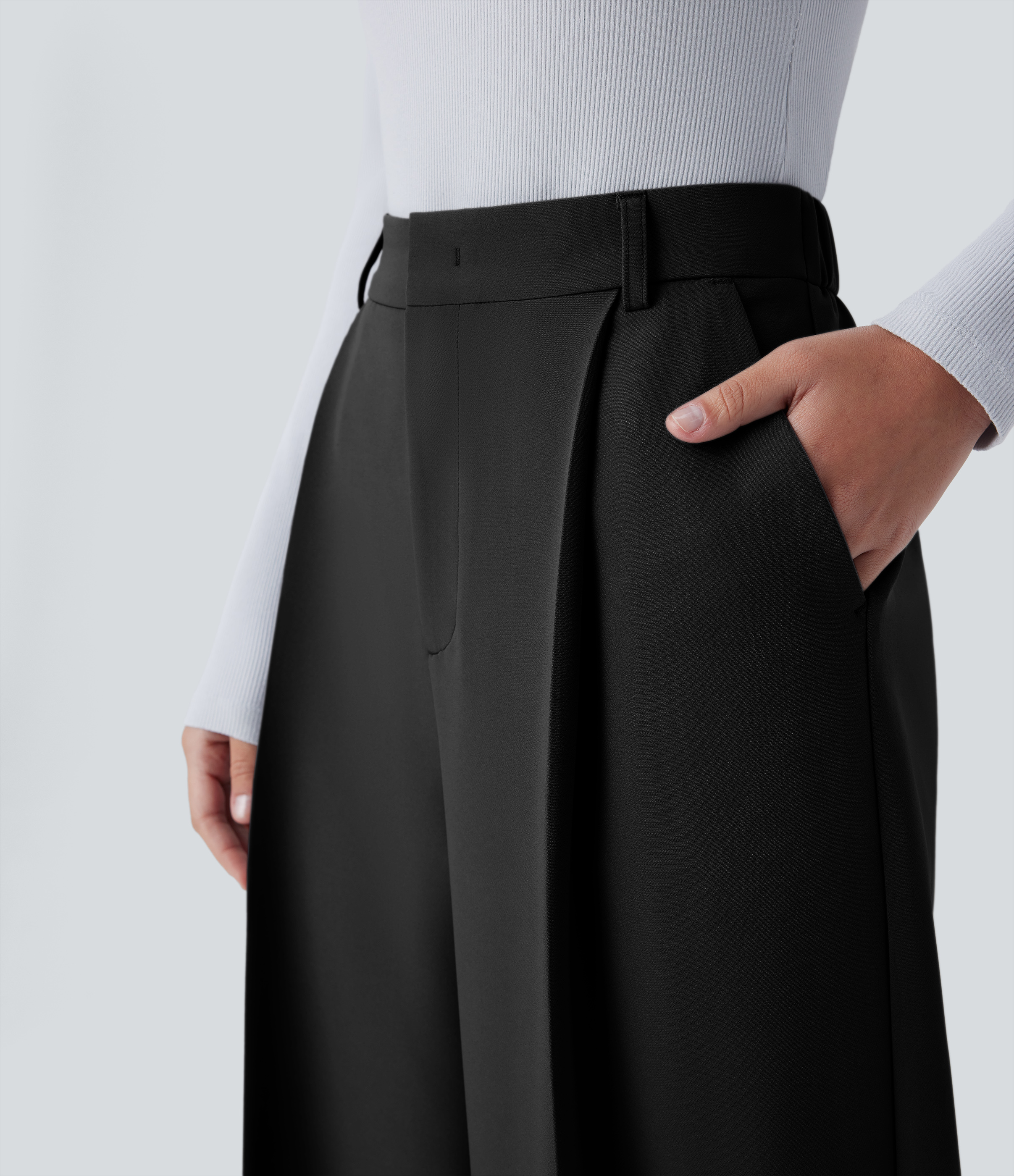 Halara Water Repellent Mid High Waisted Zipper Side Pocket Straight Leg Work Pants  - Black - XS(regular) sweatpants jogger pants 