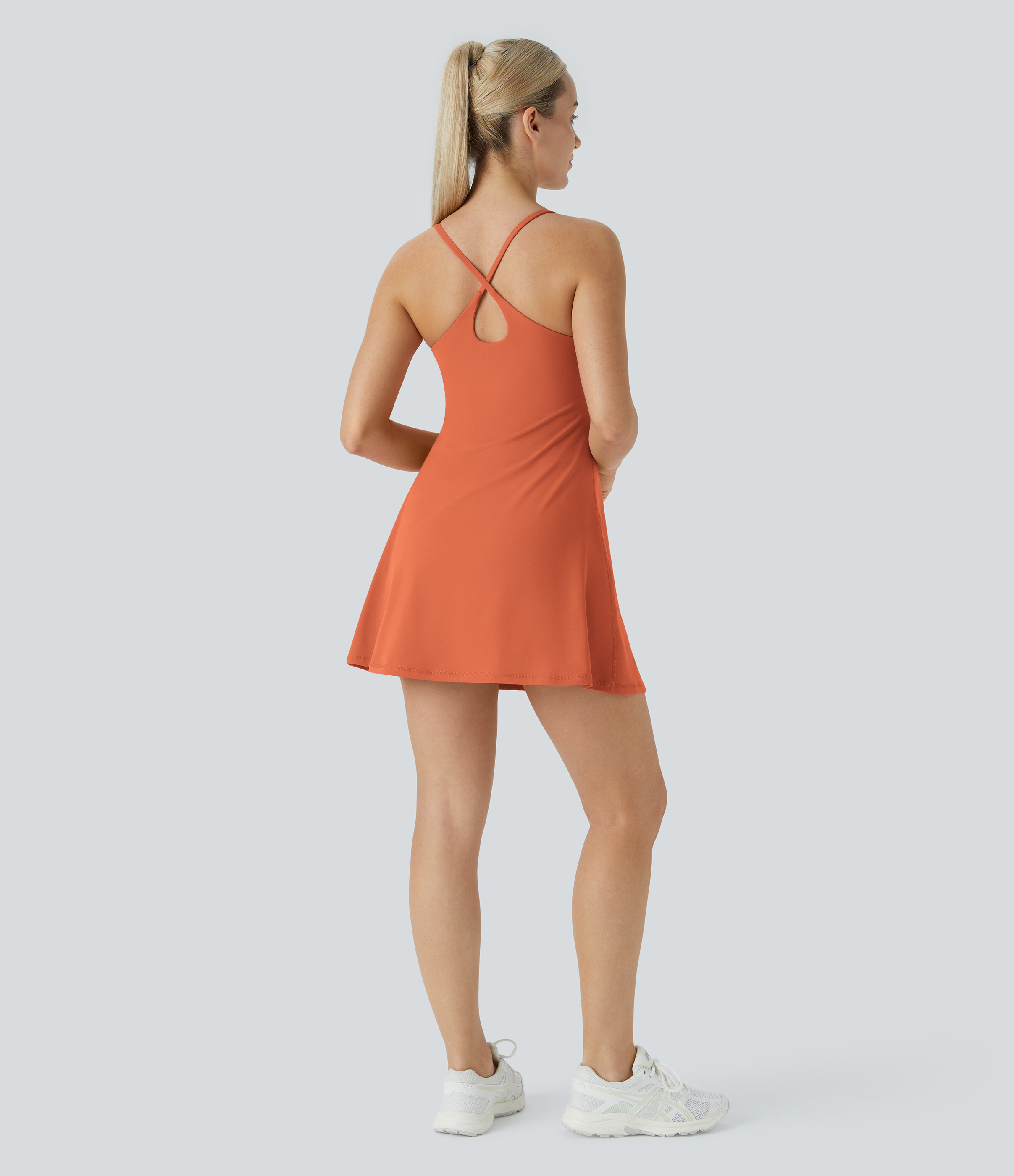 Halara Softlyzeroв„ў Plush Backless Active Dress Workout Dress - Orange Rust - S 