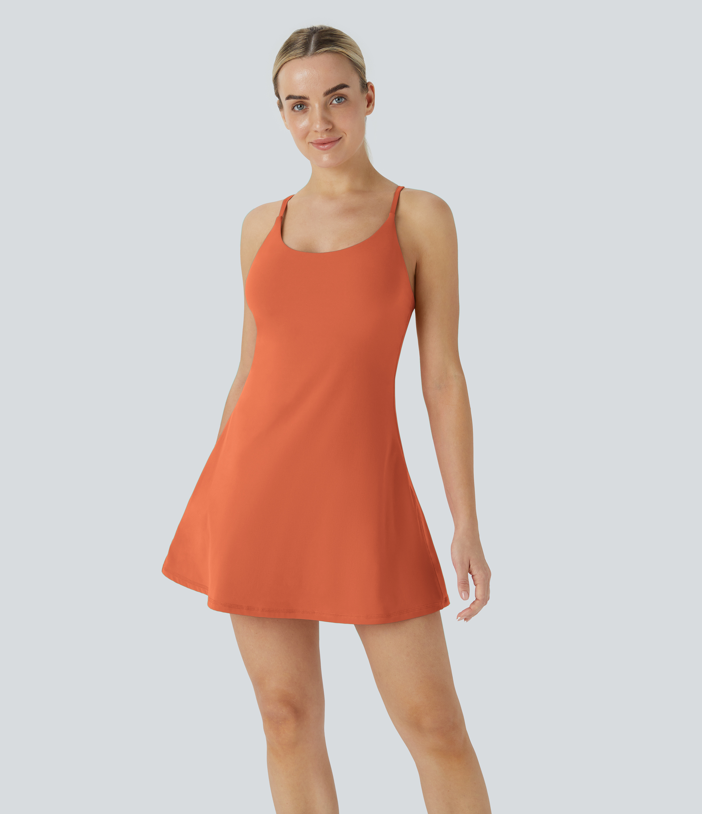 Halara Softlyzeroв„ў Plush Backless Active Dress Workout Dress - Orange Rust - S 