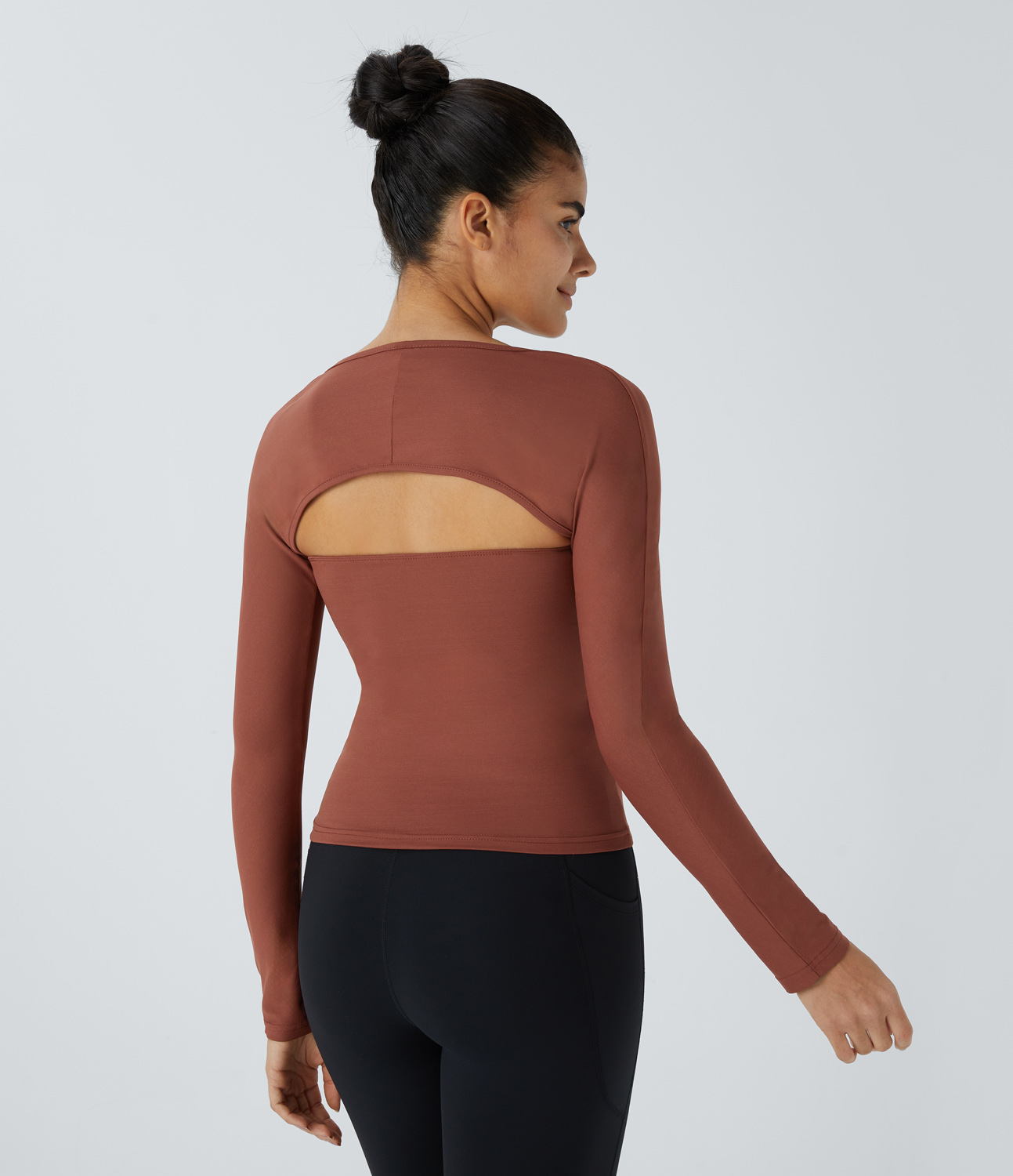 Halara Long Sleeve 2-Piece Shrug Tube Top Tank Top - Rust - S golf tops halter top tunic tops sleeveless tops backless top 