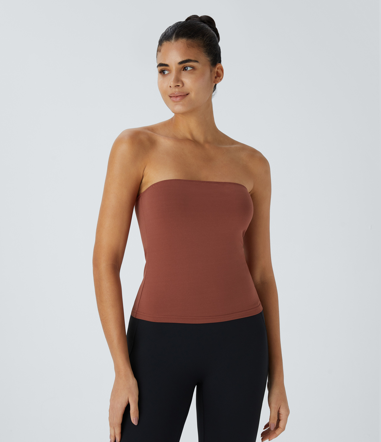 Halara Long Sleeve 2-Piece Shrug Tube Top Tank Top - Rust - S golf tops halter top tunic tops sleeveless tops backless top 