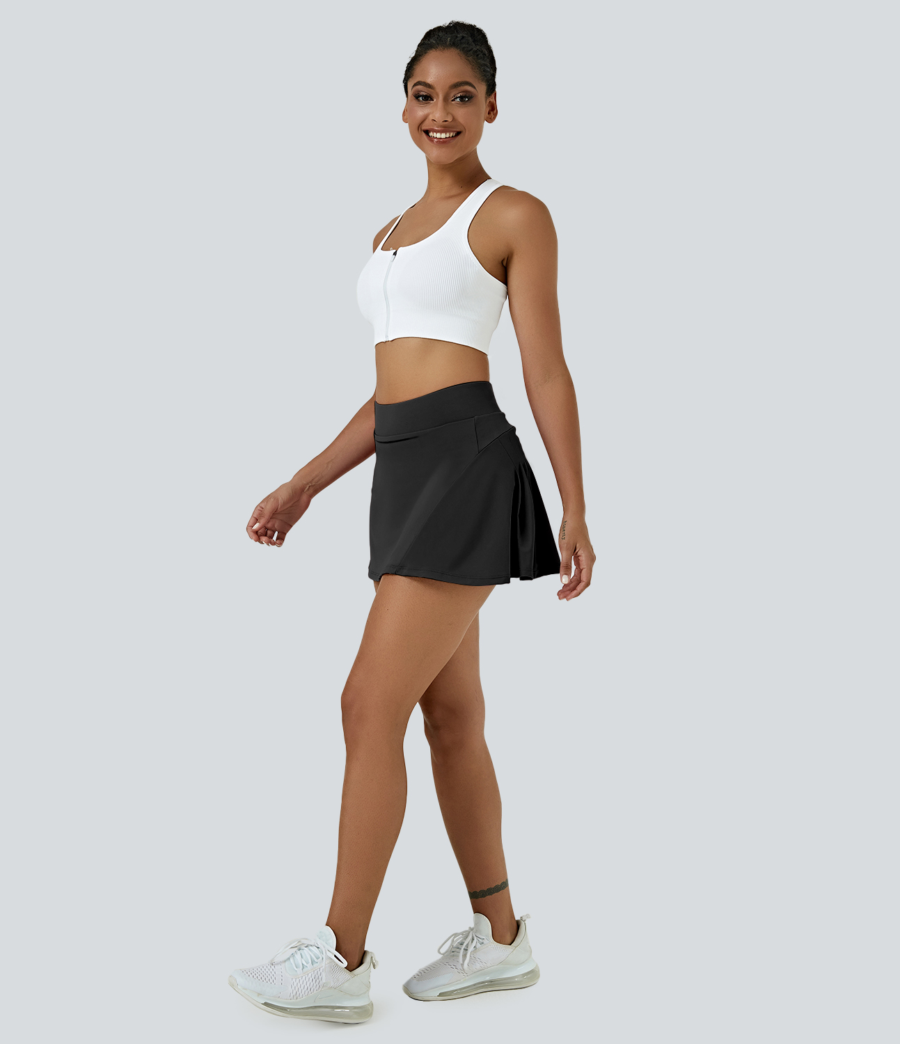 Halara Everyday Cloudfulв„ў Air Fabric 2-in-1 Back Pocket Pleated Cool Touch Tennis Skirt  - Black - L midi skirt a line skirt golfing skirt 