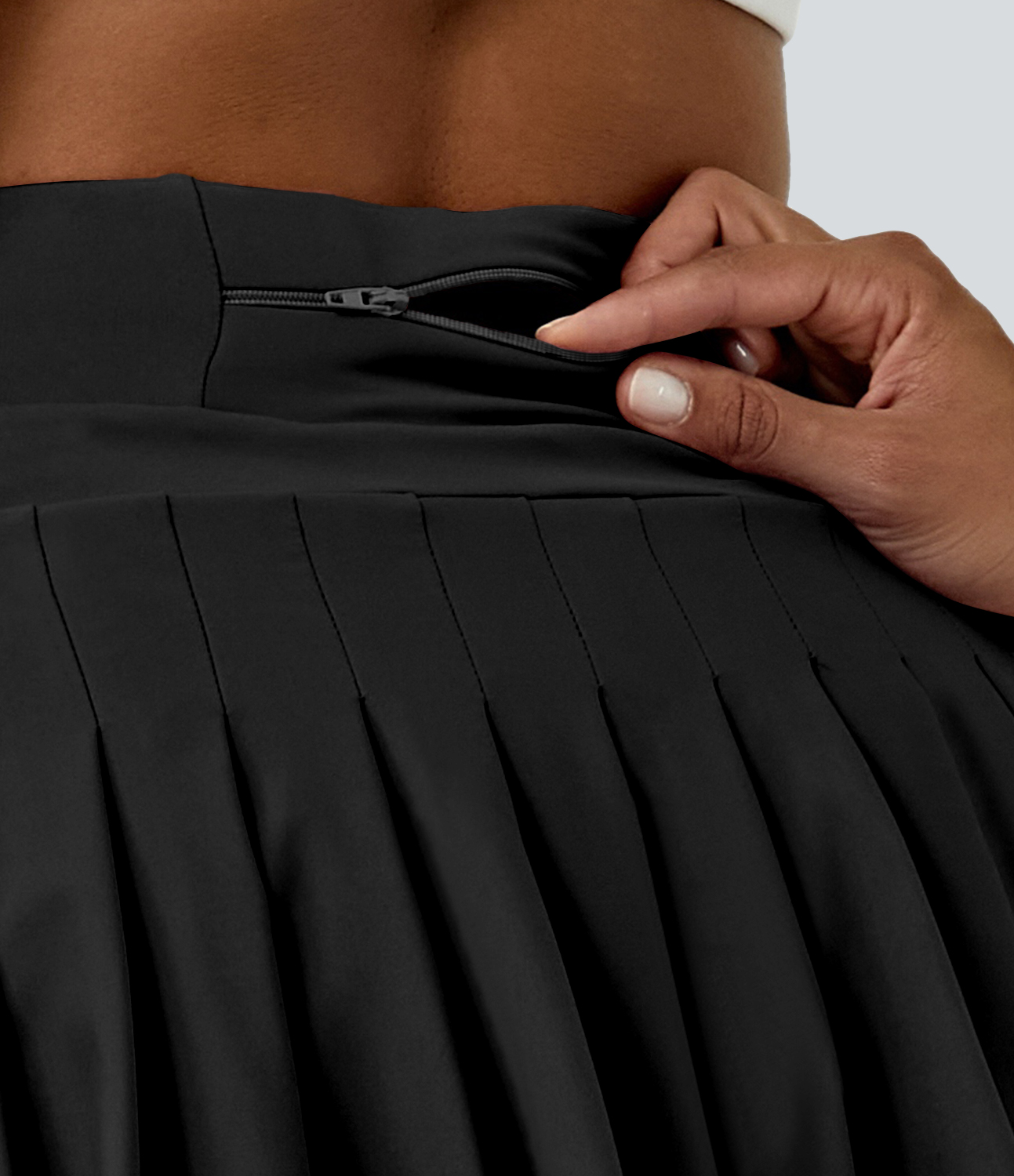 Halara Everyday Cloudfulв„ў Air Fabric 2-in-1 Back Pocket Pleated Cool Touch Tennis Skirt  - Black - L midi skirt a line skirt golfing skirt 