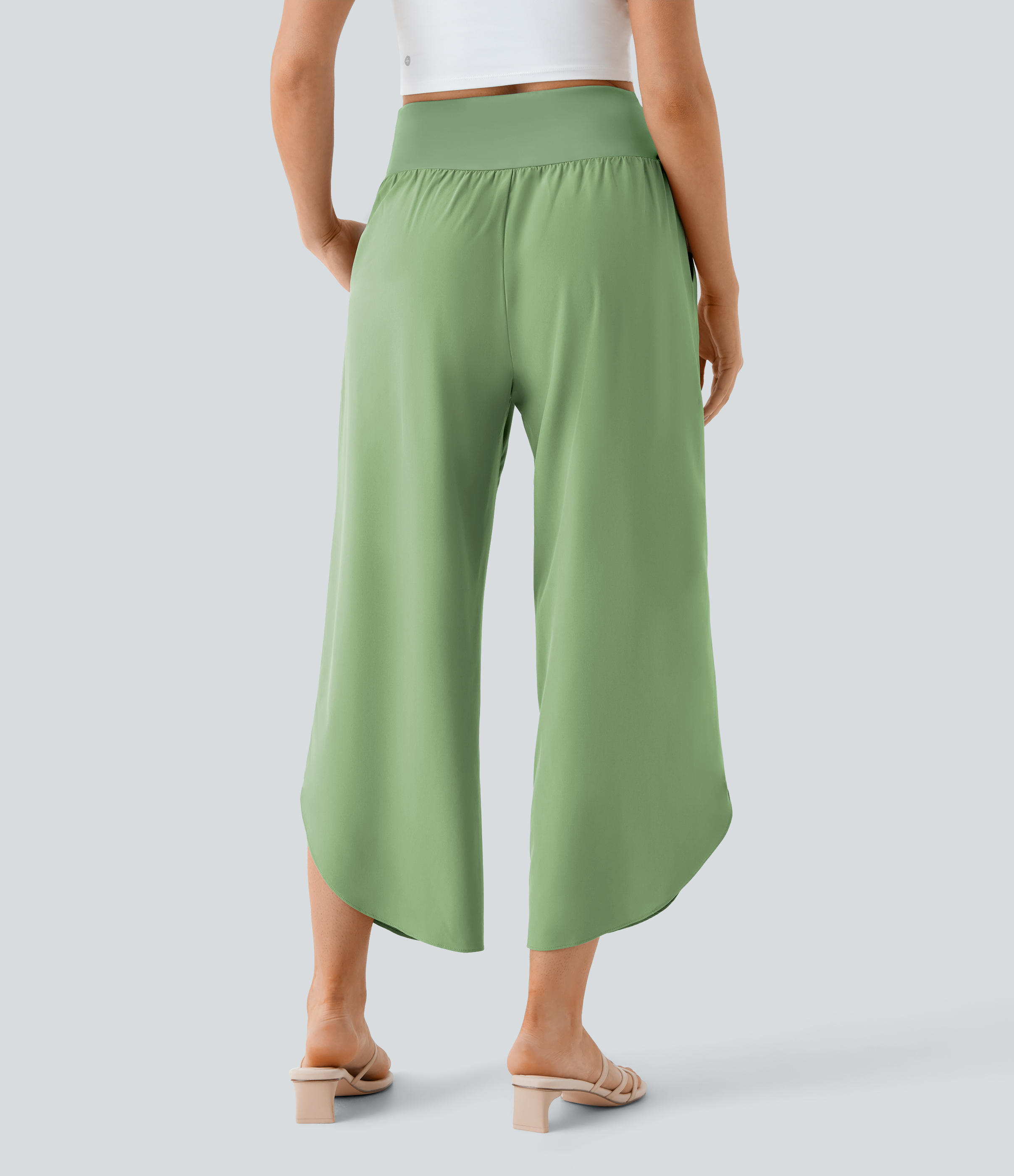 Halara Breezefulв„ў High Waisted Crossover Side Pocket Split Quick Dry Resort Pants  - Hot Wasabi - Green - XS(regular) sweatpants jogger pants 