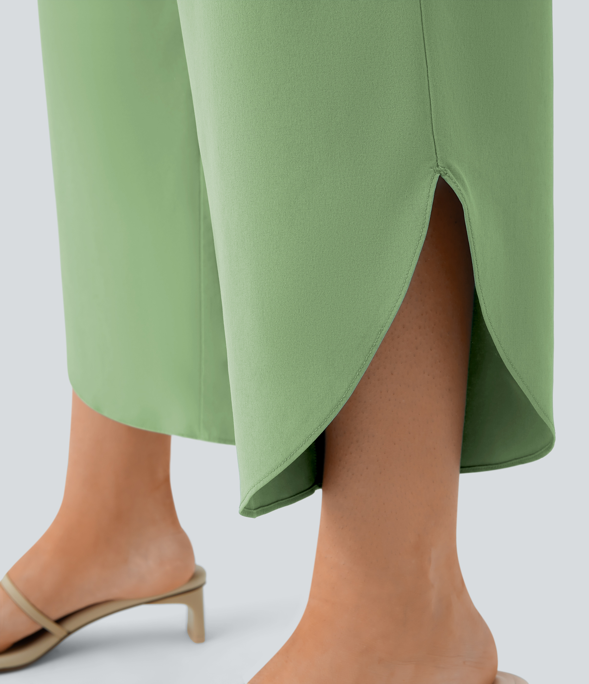 Halara Breezefulв„ў High Waisted Crossover Side Pocket Split Quick Dry Resort Pants  - Hot Wasabi - Green - XS(regular) sweatpants jogger pants 