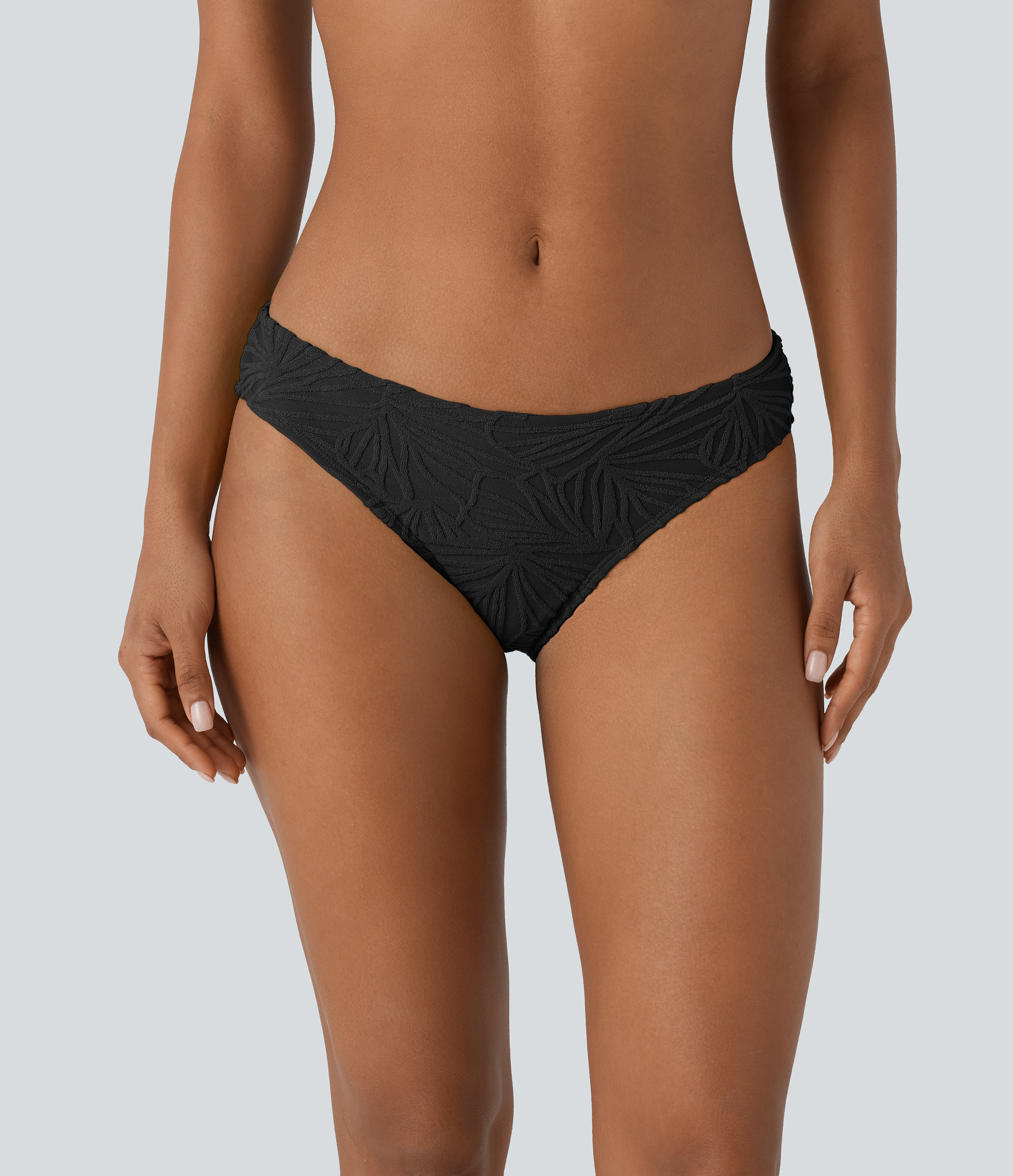 Low Rise Texture Jacquard Bikini Bottom Swimsuit