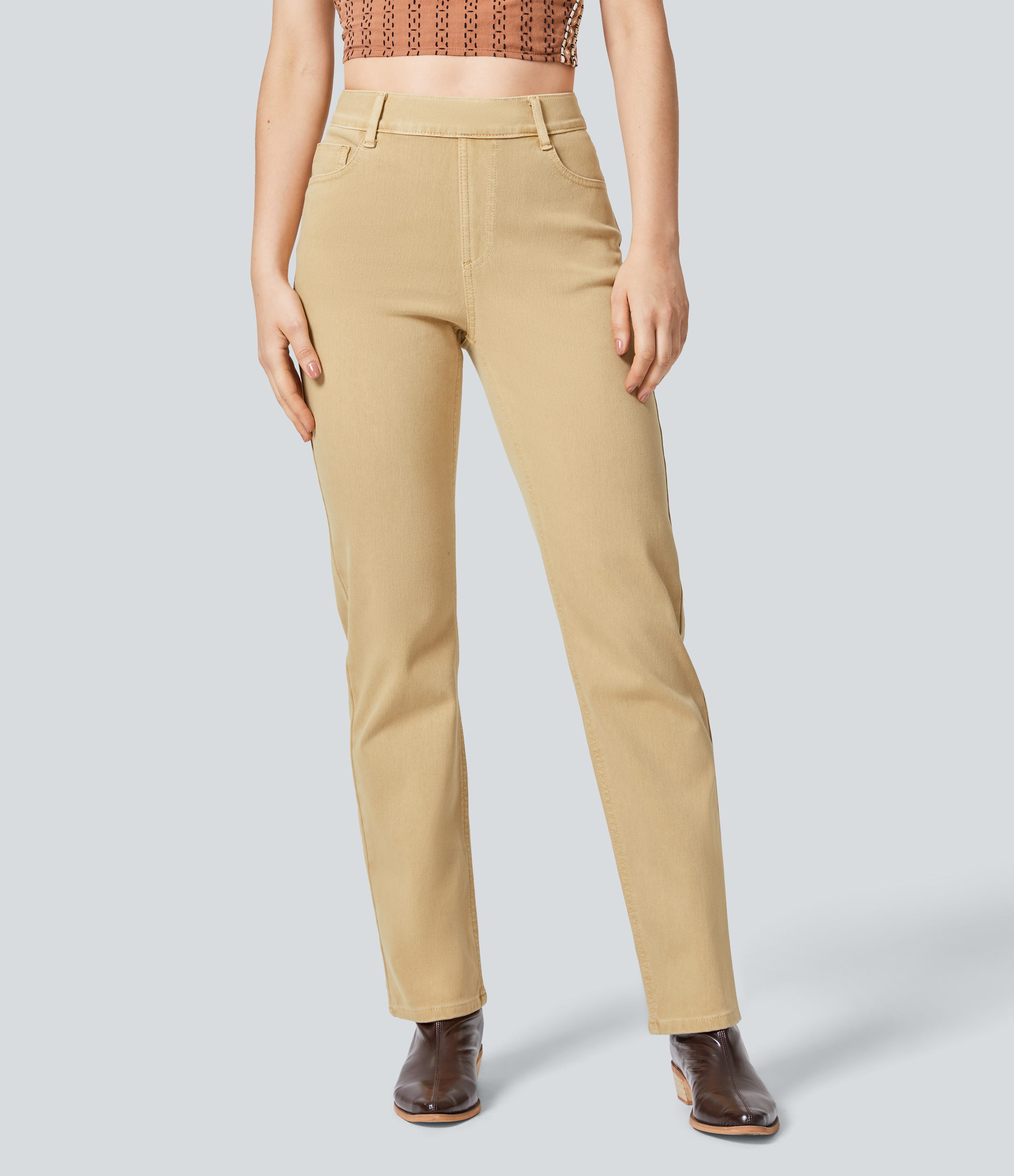 Ephedra Denim Jeans Halara Flex™ Denim elástico colorido múltiple bolsillo tiro alto pierna recta / 2