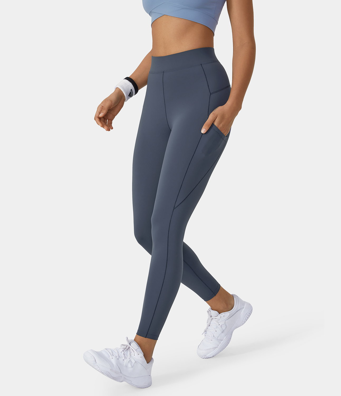 Women's High Waisted Side Pocket Plus Back Waistband Pocket Run