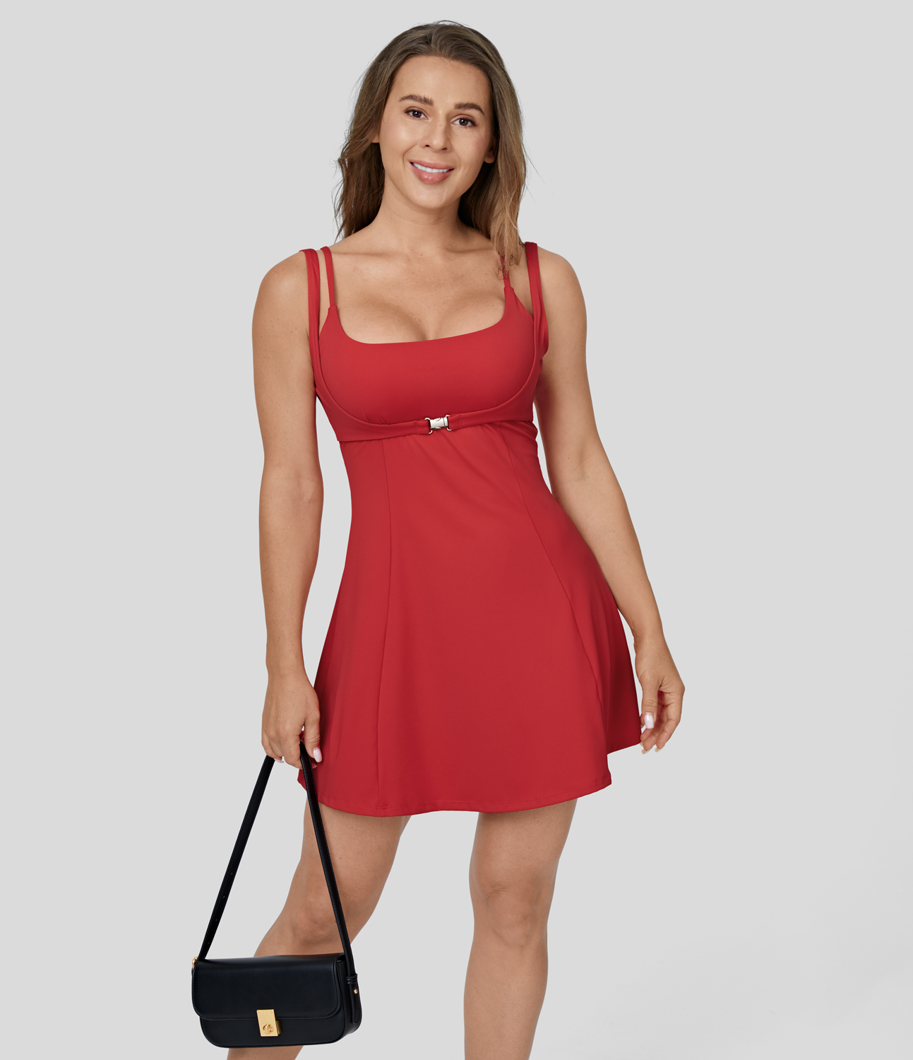 Halara Softlyzeroв„ў Airy Backless Buckle Mini Slip Cool Touch Casual Dress Workout Dress - Mars Red - XL 