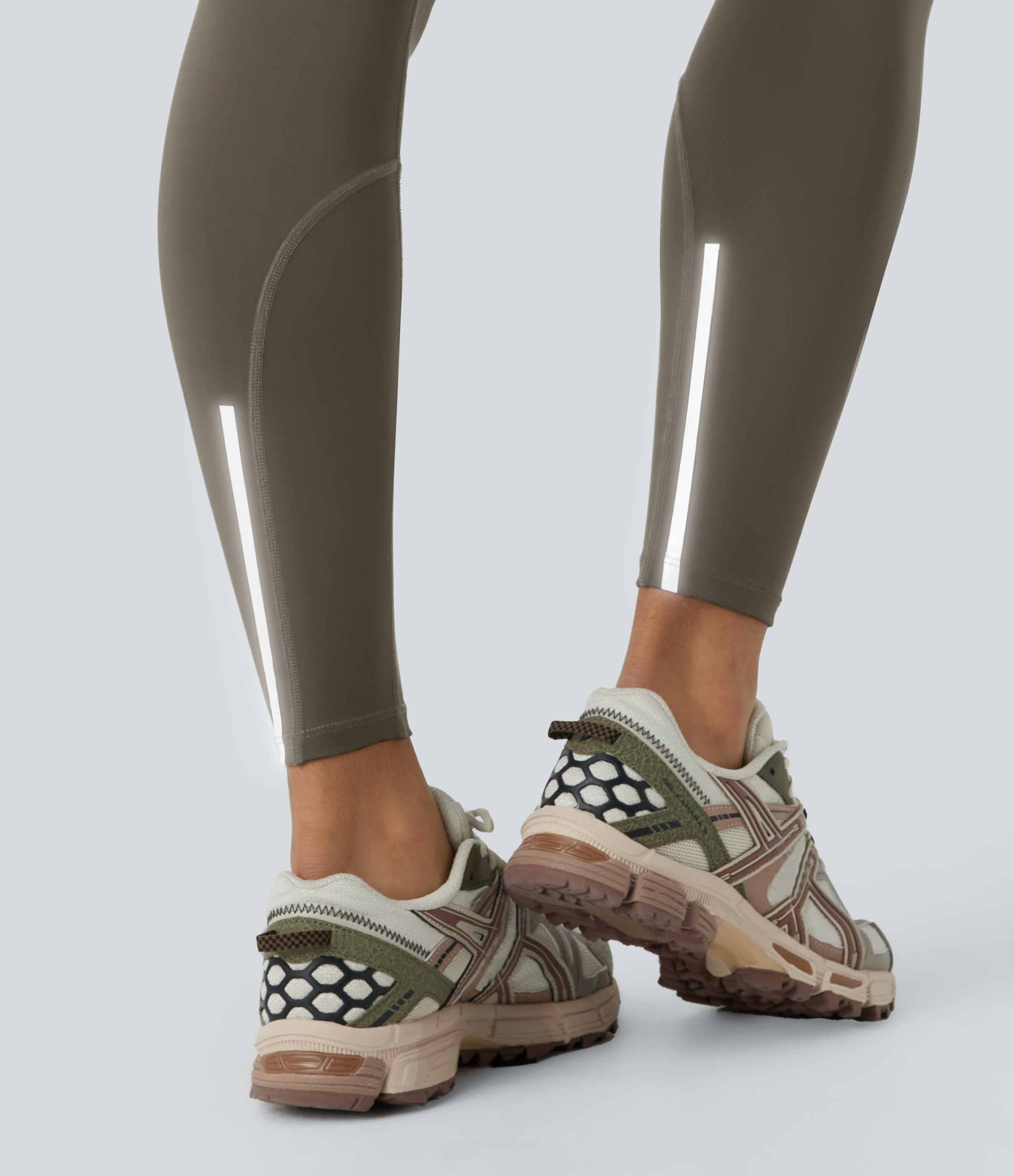 Halara Wear-Resistant Reflective High Waisted Crossover Multiple Pockets 7/8 Hiking Leggings  - Twilight Green - L(7/8) gym leggings 