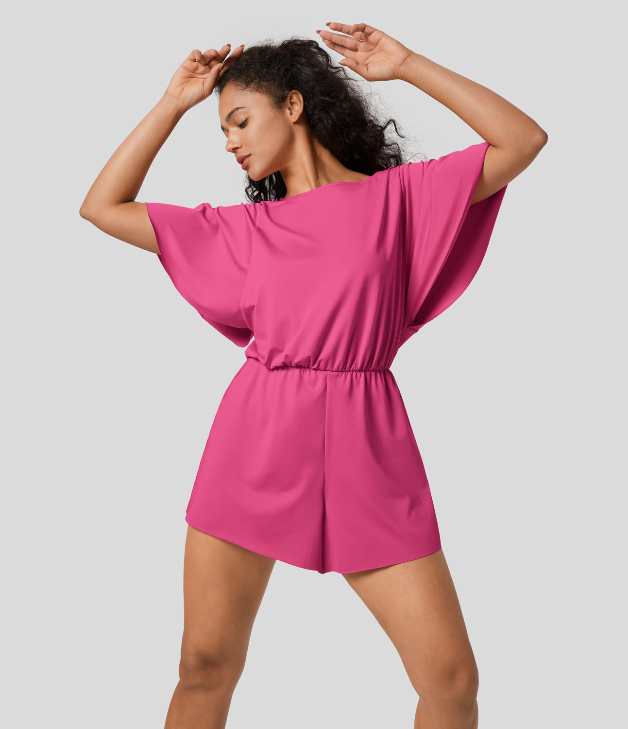

Halara Backless Ruffle Short Sleeve Dance Romper Workout Dress - Innuendo
