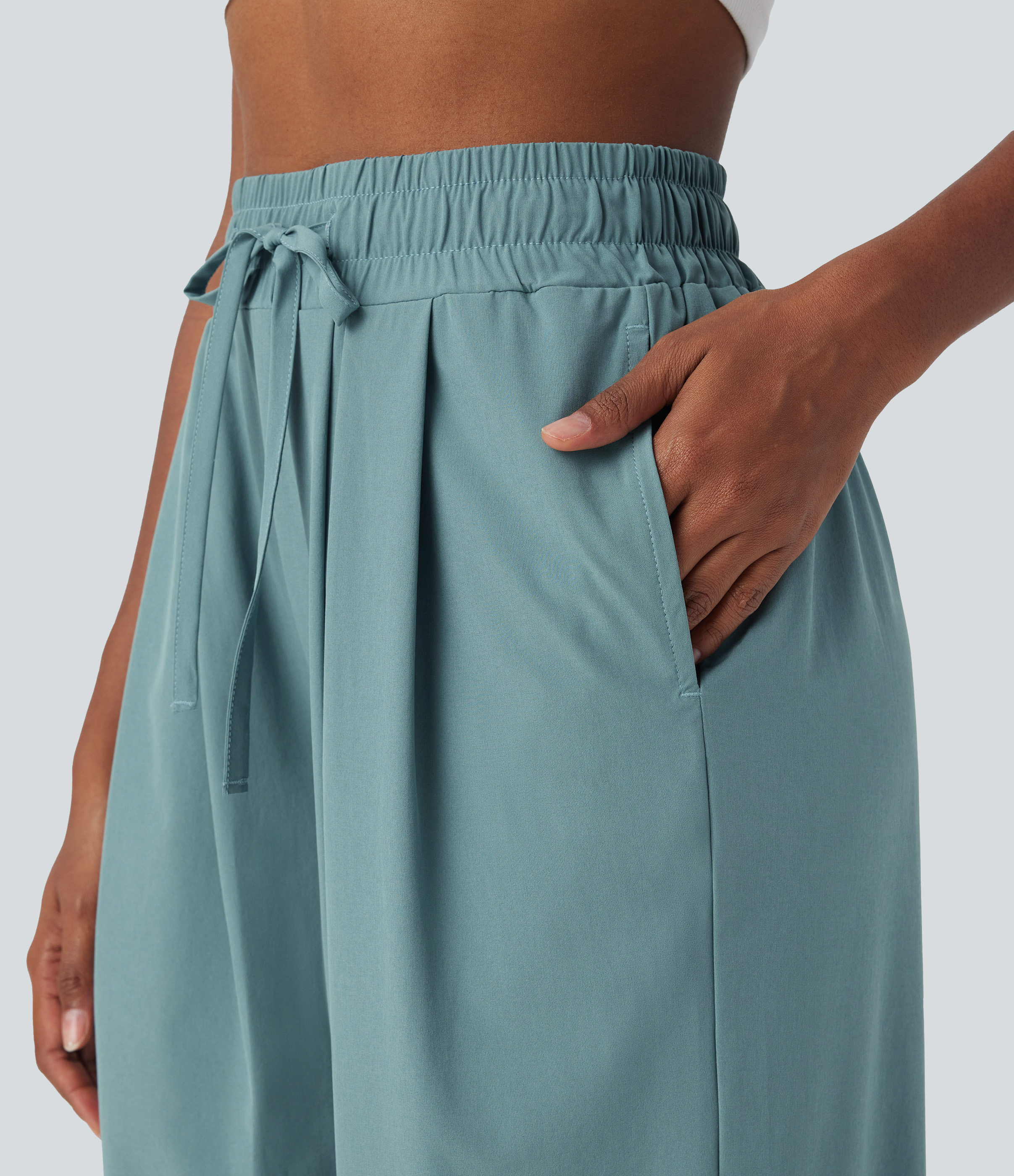 Halara Breezefulв„ў High Waisted Drawstring Side Pocket Quick Dry Casual Joggers  - Stone Blue - S(regular) 