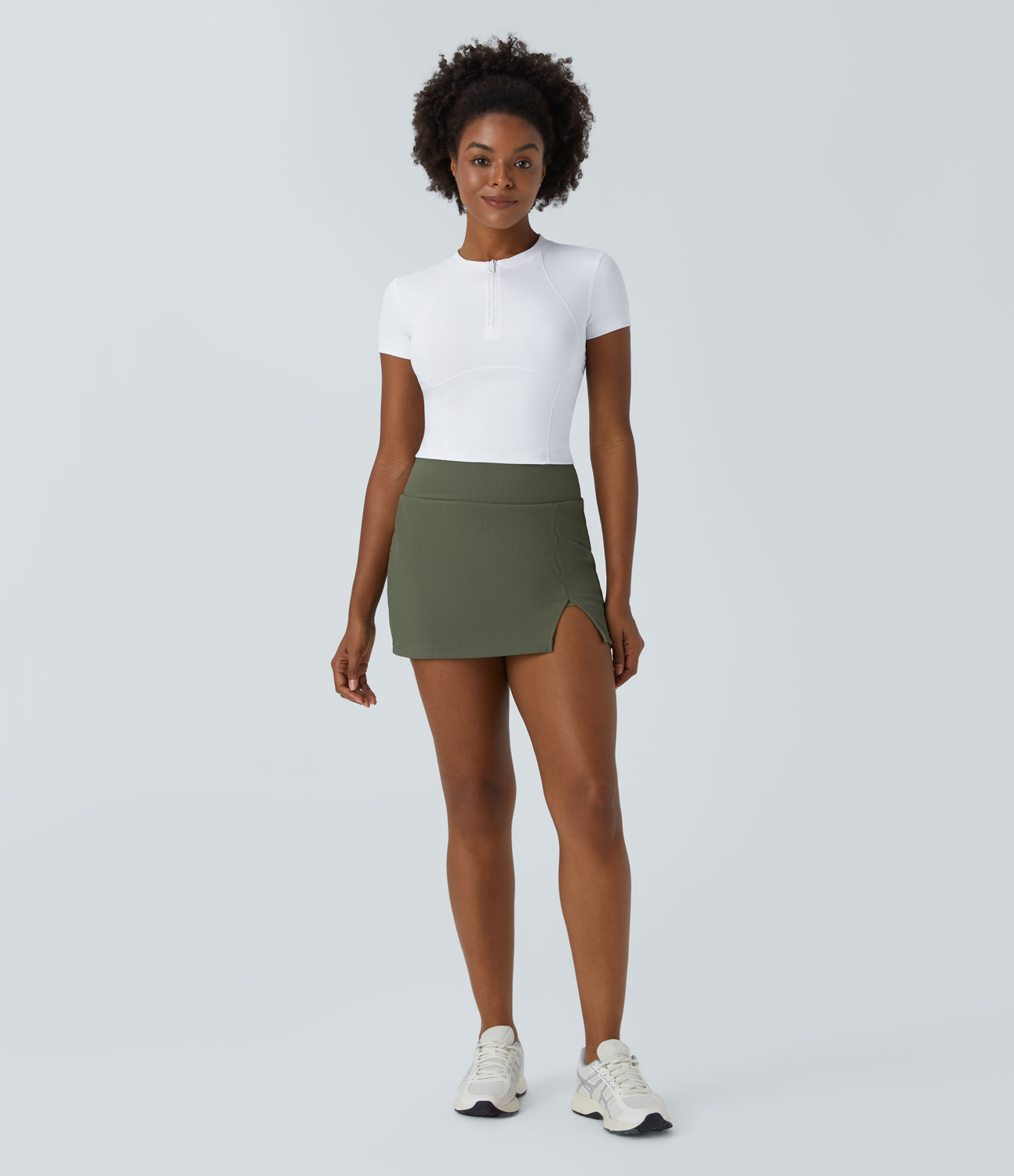 Halara Softlyzeroв„ў Airy Half Zip Short Sleeve Cool Touch Cropped Golf Sports Top  - White - XL 