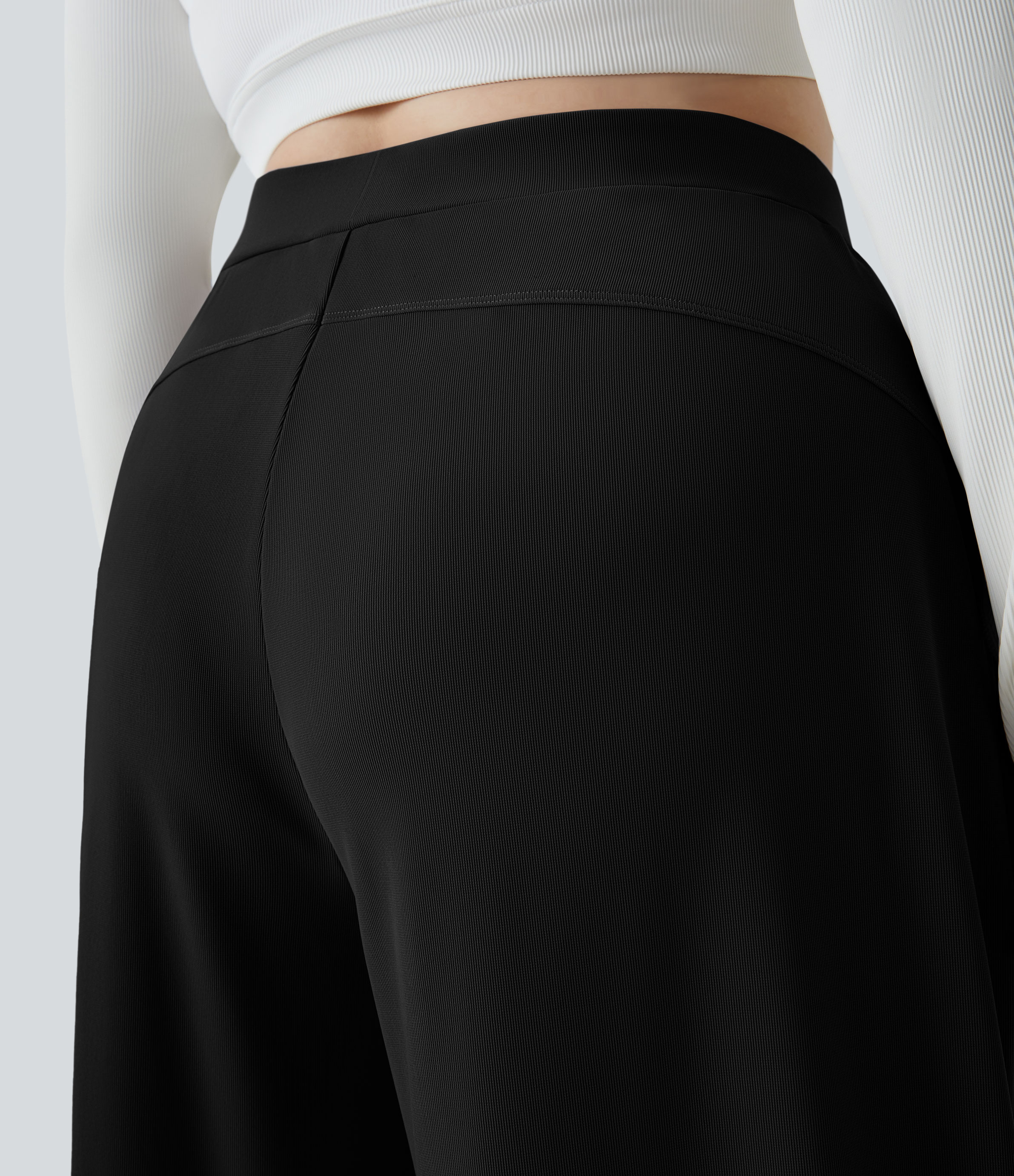 Halara Halara Flexв„ў High Waisted Body Sculpt Waist-Slimming Side Pocket Wide Leg Micro Waffle Plus Size Work Pants  - Black - 2X(regular) 