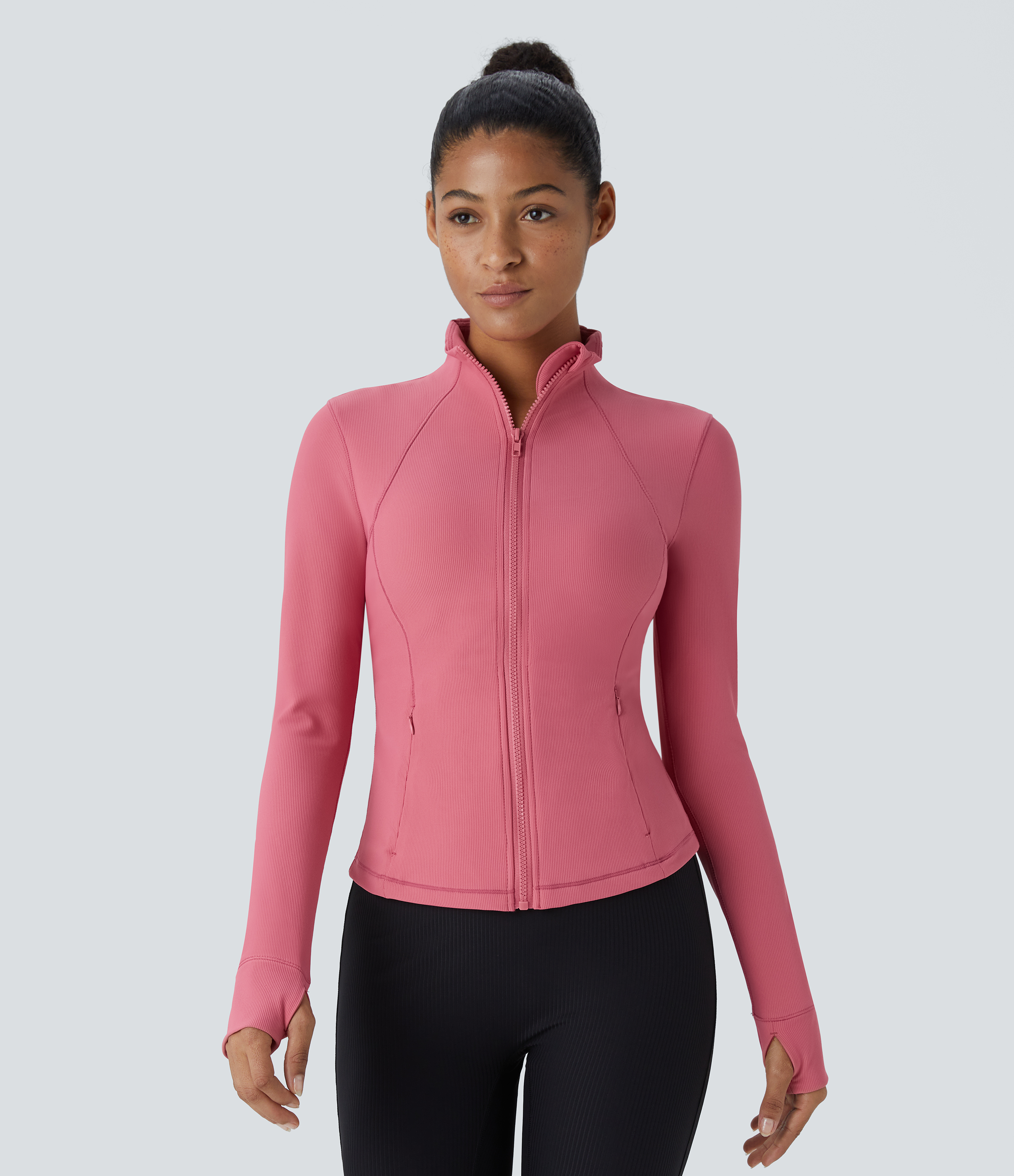 Patitoff™ Flow — veste courte et décontractée, résistante aux poils d'animaux, col montant, fermeture éclair, poche, ouverture pour le pouce