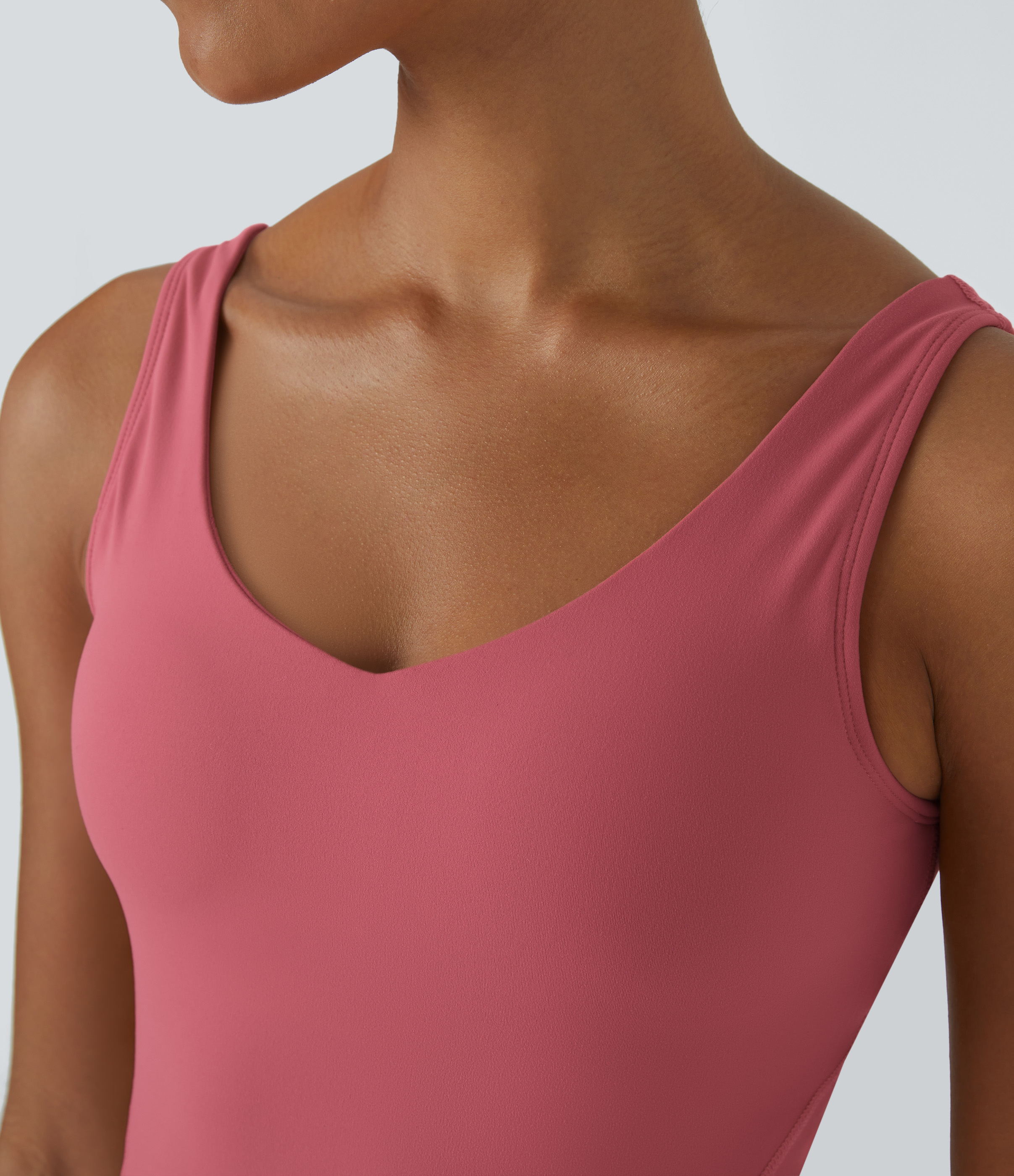 Halara Softlyzeroв„ў Plush Padded V Neck Plain Tank Top Tank Top - Begonia Rouge - S golf tops halter top tunic tops sleeveless tops 