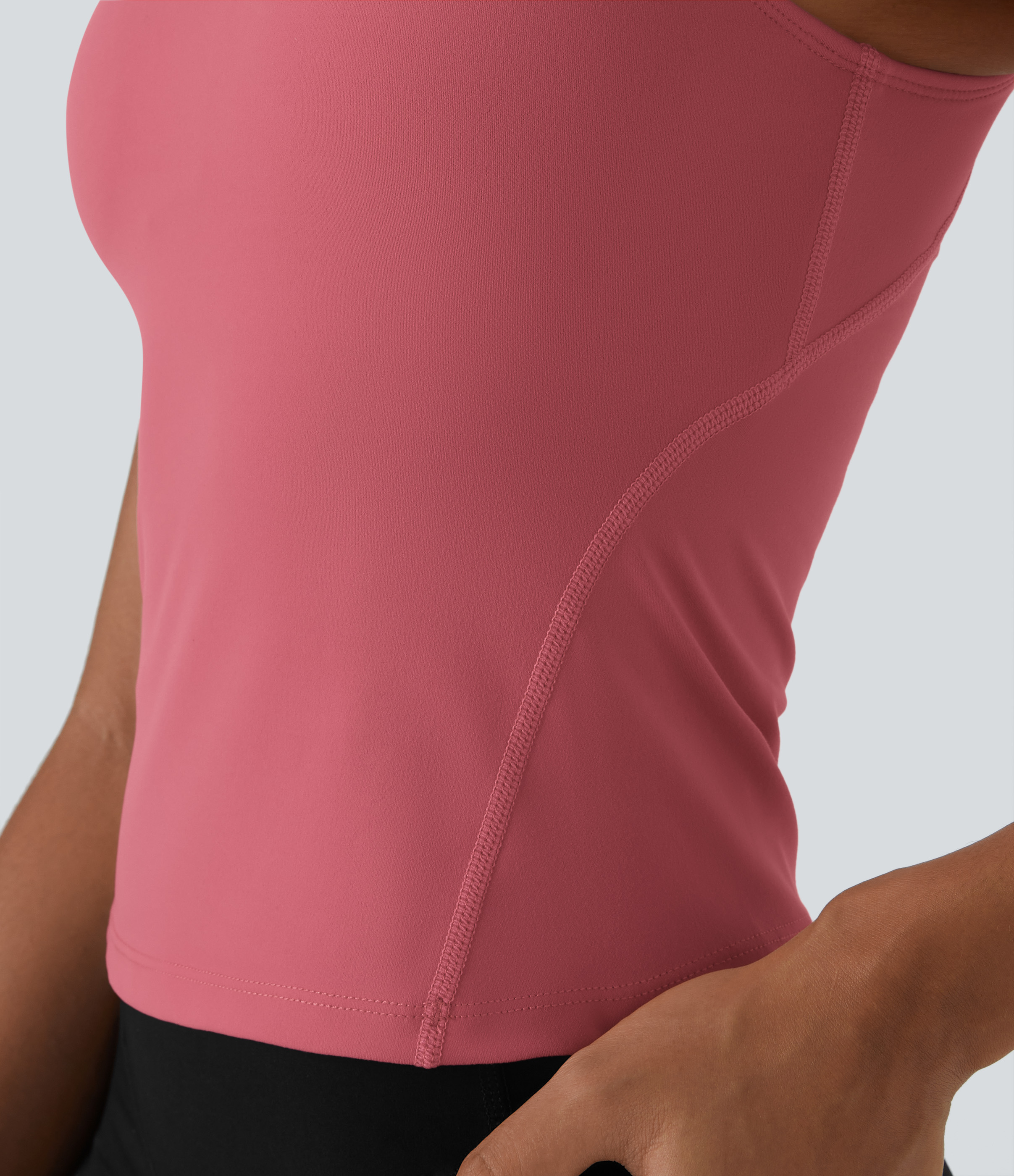Halara Softlyzeroв„ў Plush Padded V Neck Plain Tank Top Tank Top - Begonia Rouge - S golf tops halter top tunic tops sleeveless tops 