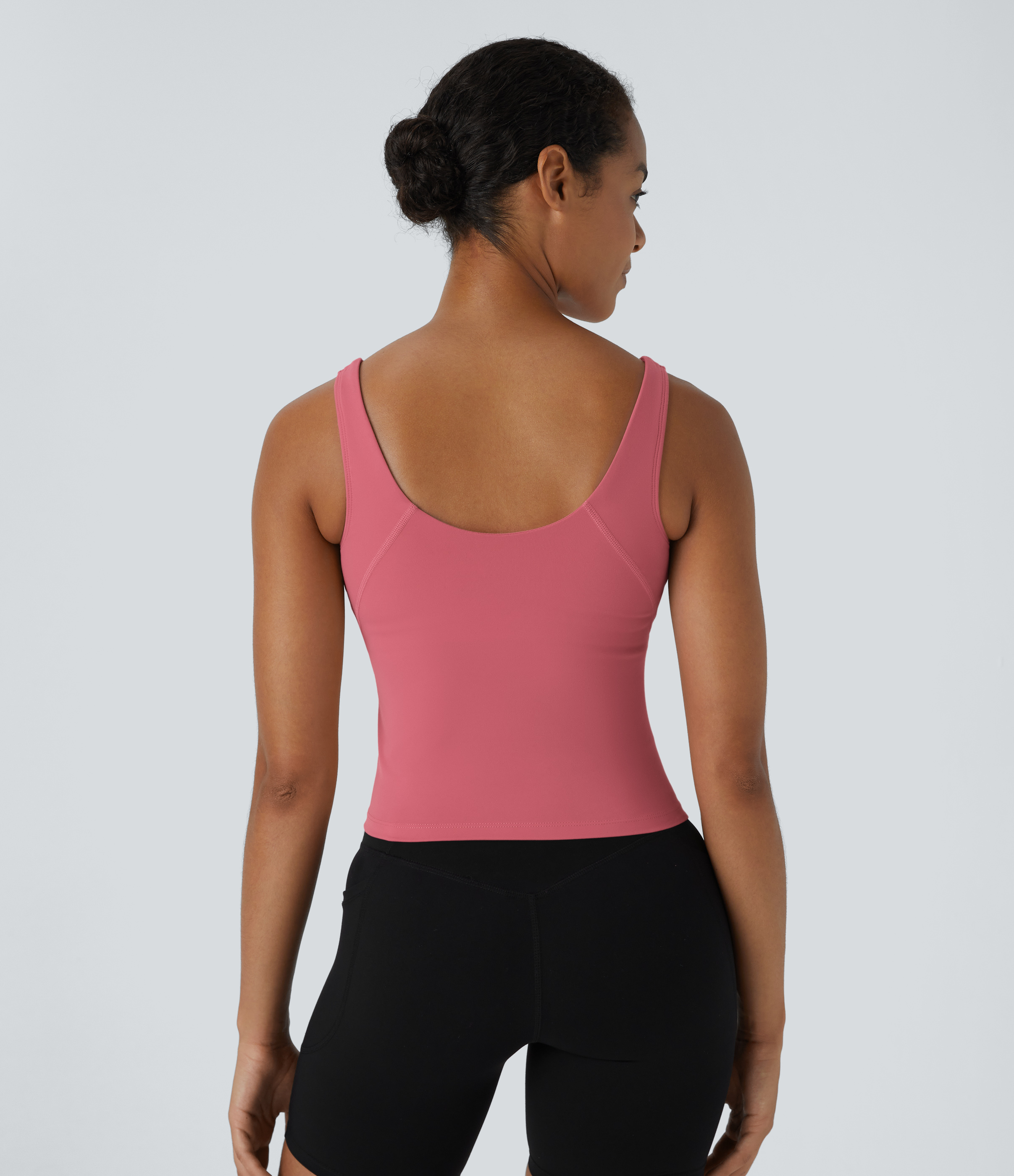 Halara Softlyzeroв„ў Plush Padded V Neck Plain Tank Top Tank Top - Begonia Rouge - S golf tops halter top tunic tops sleeveless tops 