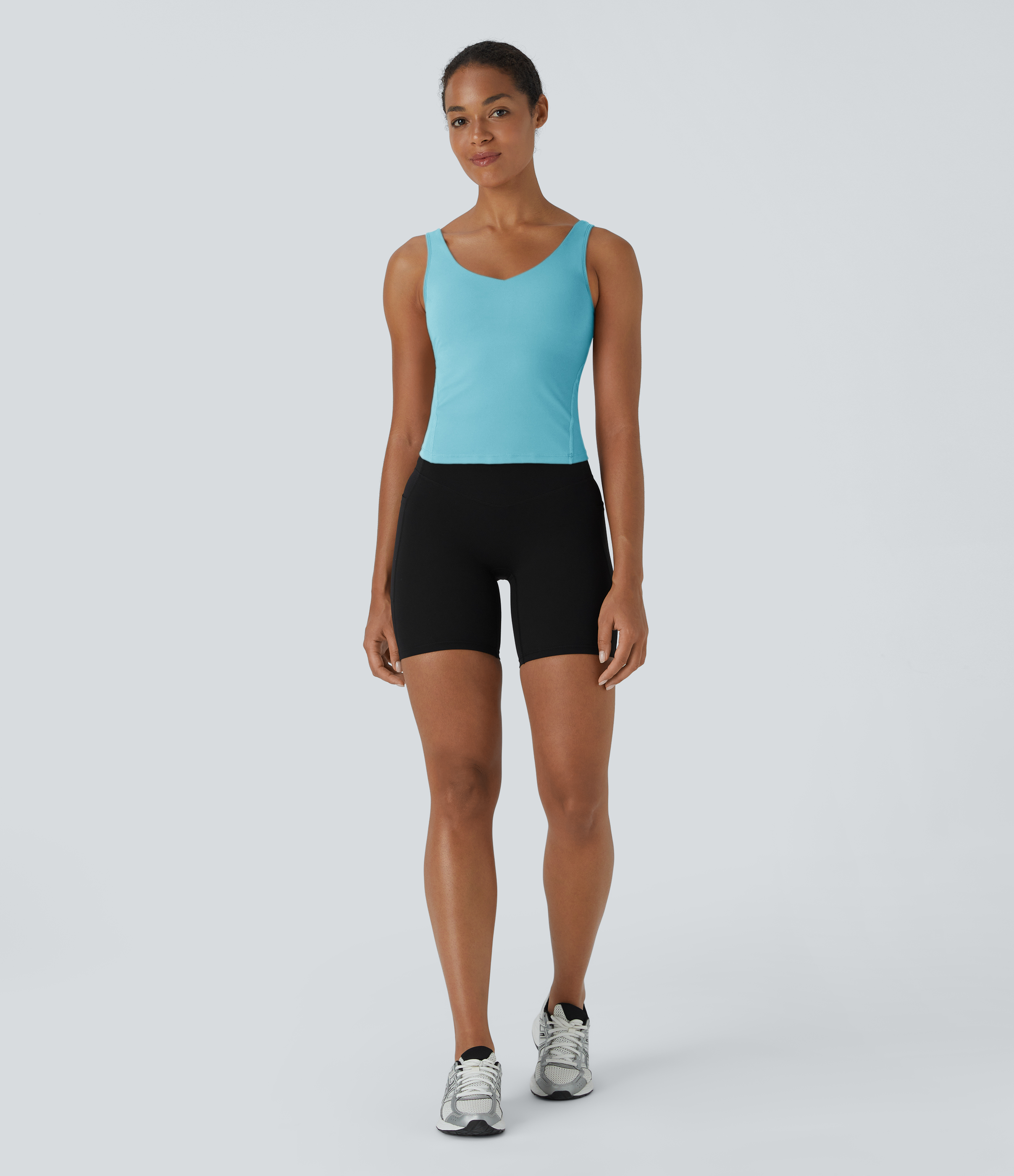 Halara Softlyzeroв„ў Plush Padded V Neck Plain Tank Top Tank Top - Antigua Sand - XS golf tops halter top tunic tops sleeveless tops 