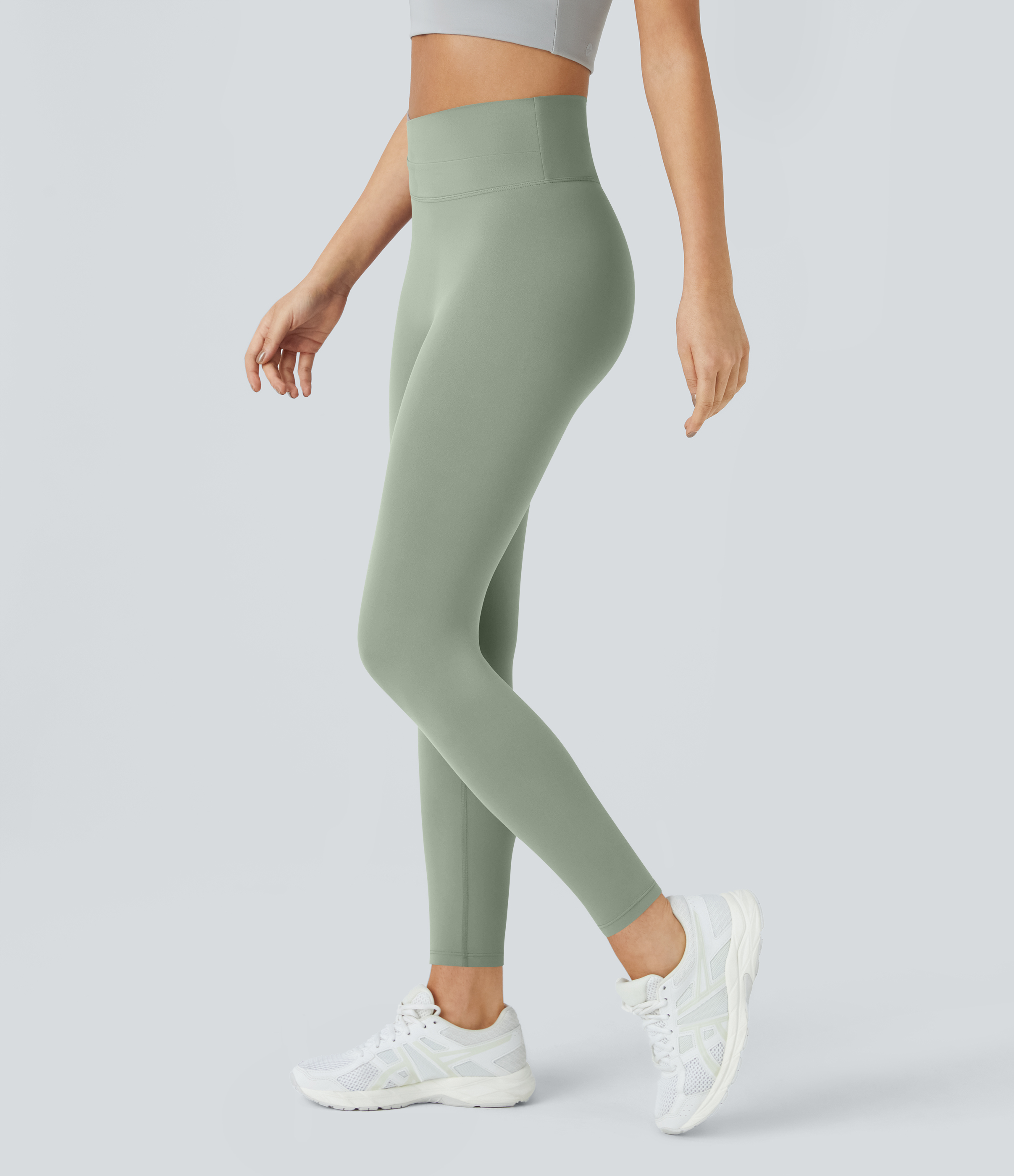 Halara Cloudfulв„ў Fabric Crossover Color Block Leggings  - Asparagus - XL(7/8) gym leggings leggings with pockets leggings with butt lift 