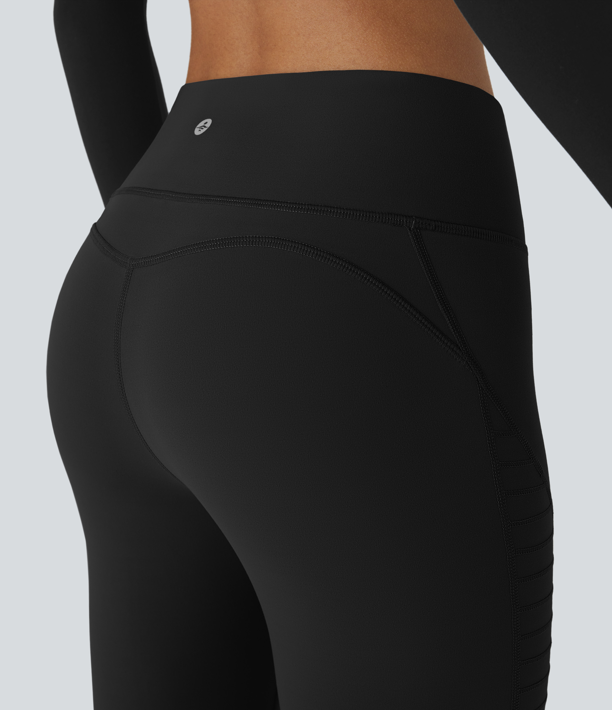 Halara Mid Rise Top-stitching 7/8 Casual Moto Leggings  - Black - XS(7/8) gym leggings leggings with pockets leggings with butt lift 