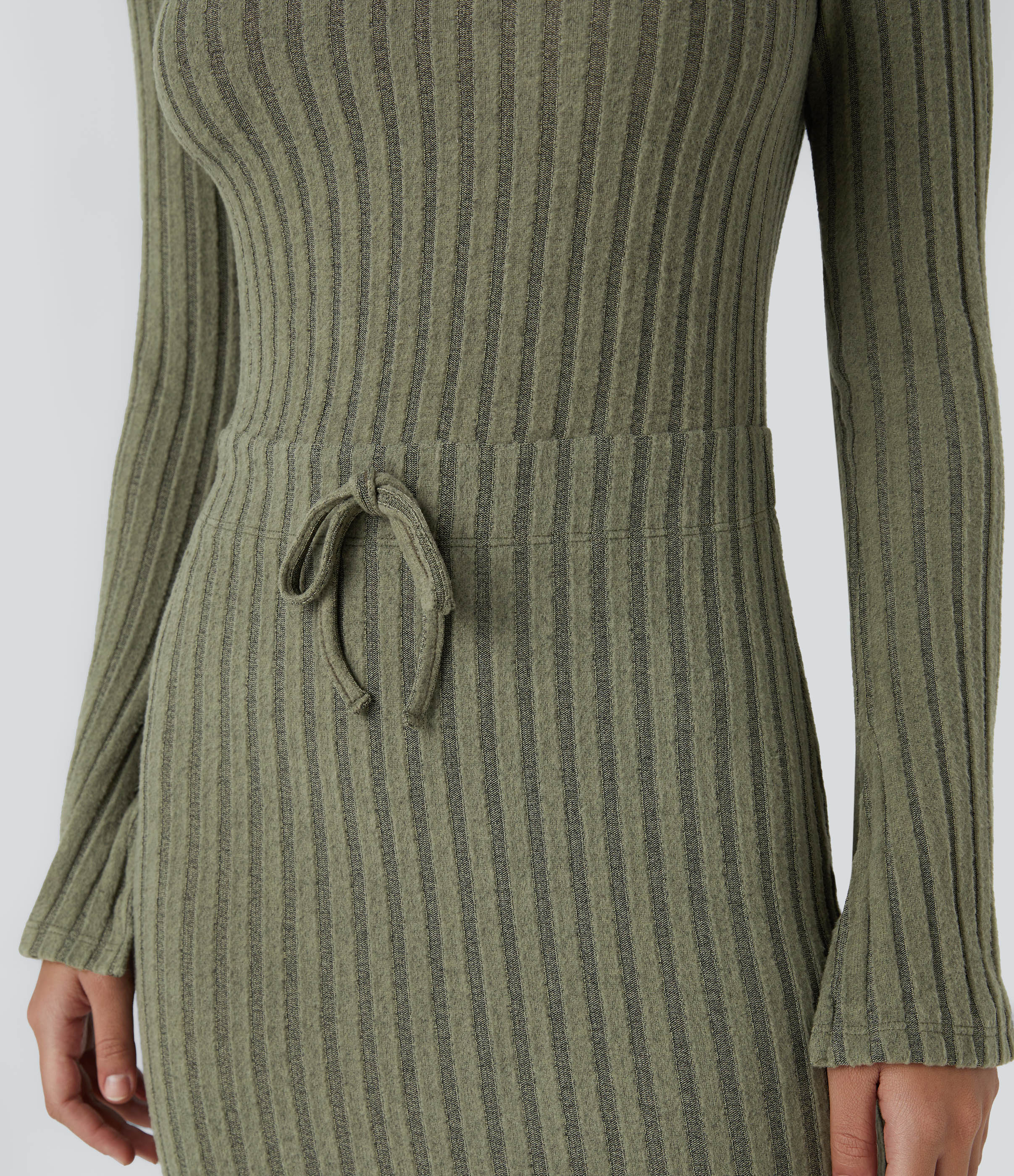 Halara Ribbed Knit Boat Neck Split Flare Long Sleeve Bow Bodycon Midi Casual Dress Casual Dress - Moss Green Floral Velvet - M slip dress 