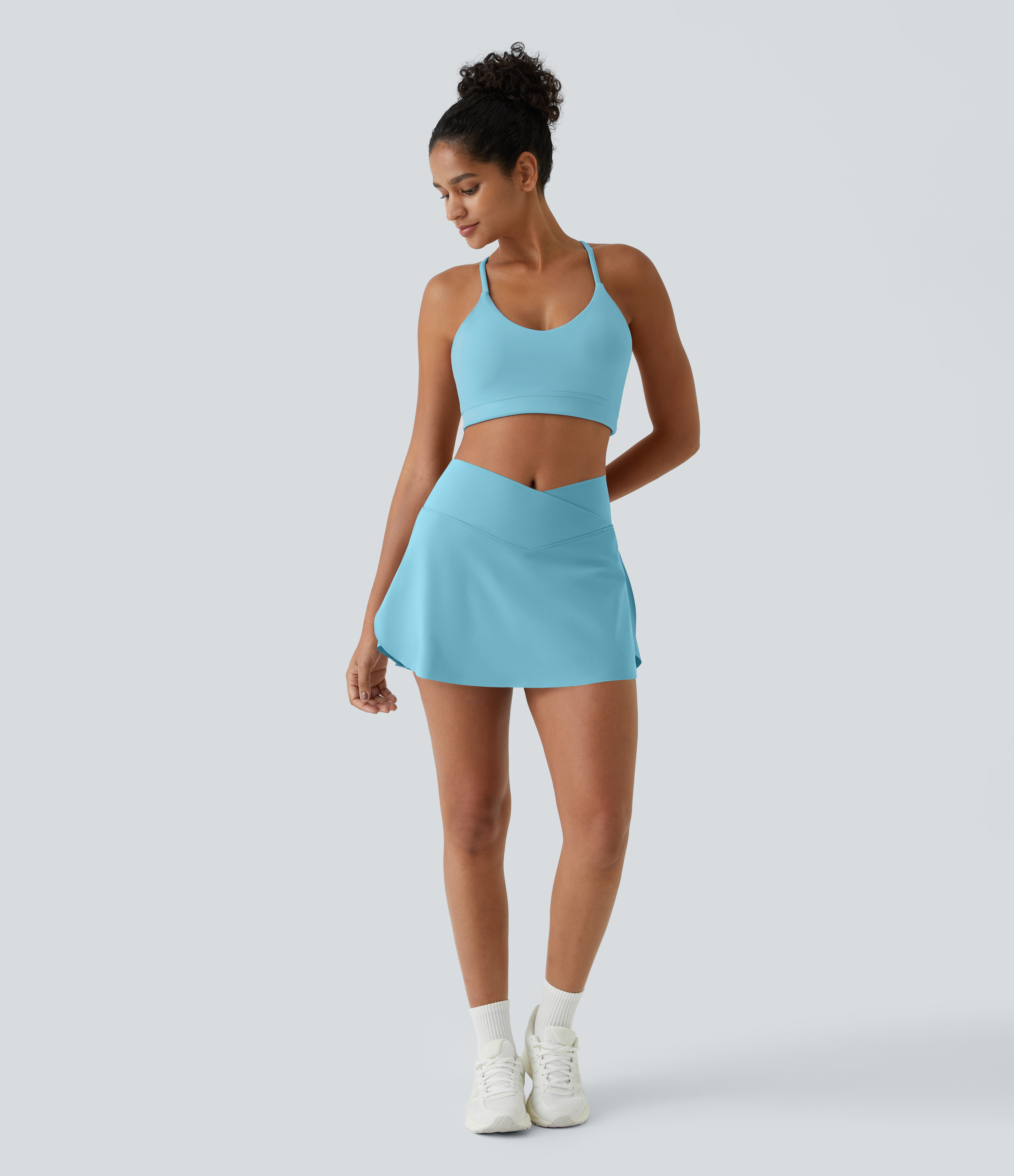 Halara Everyday Cloudfulв„ў Air Crossover 2-in-1 Side Pocket Tennis Skirt-Lucid  - Blue Mist - S midi skirt a line skirt golfing skirt 