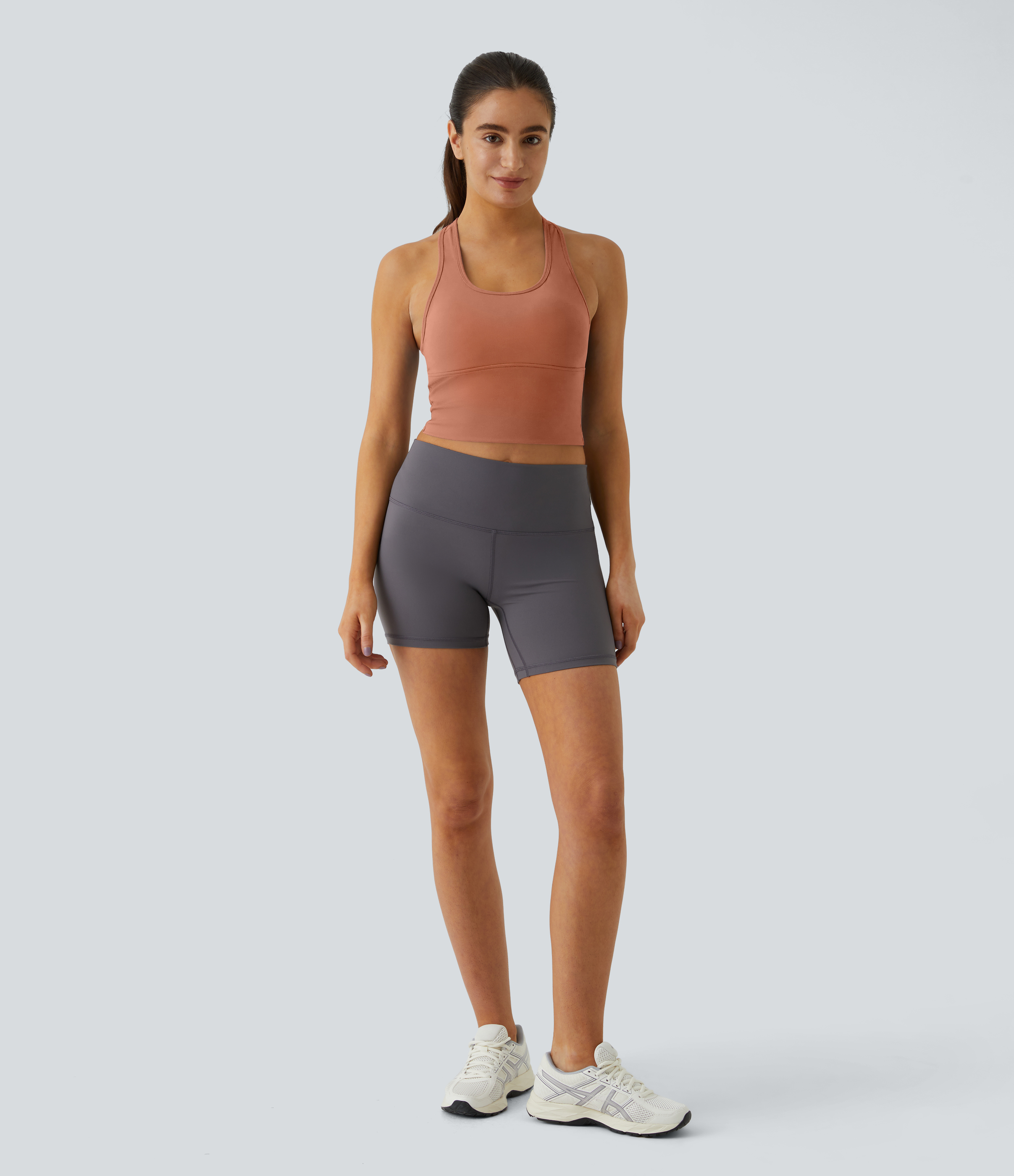 Halara In My Feels Cloudfulв„ў Fabric U Neck Backless Racerback Cut Out Cropped Yoga Tank Top Tank Top - Sun Baked - XS golf tops halter top 