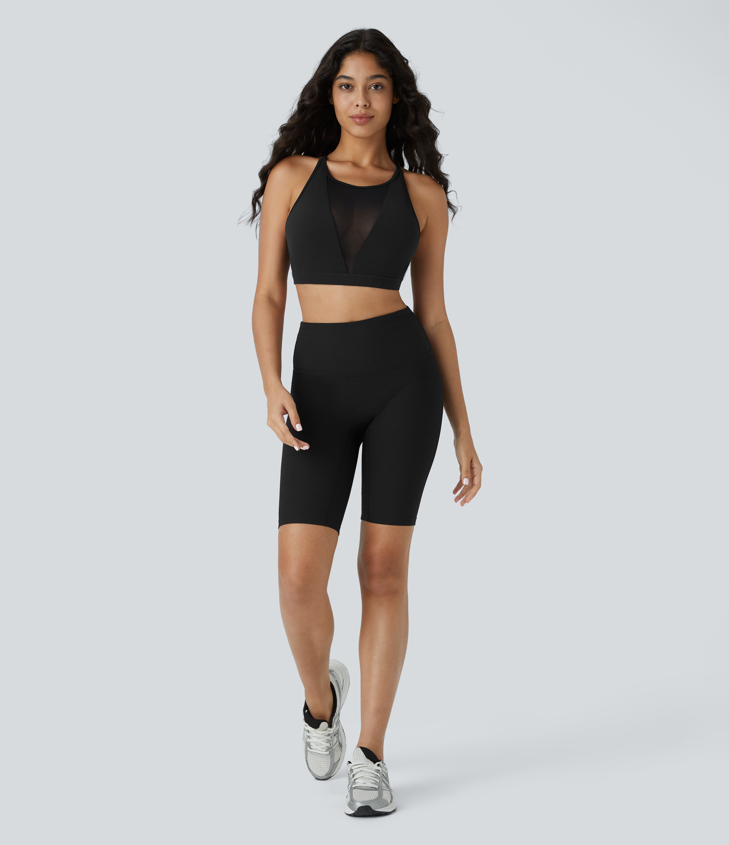 Halara Softlyzeroв„ў Low Support Contrast Mesh Y Back Yoga Sports Bra  - Black - M push up bra strapless bra backless bra sticky bra 