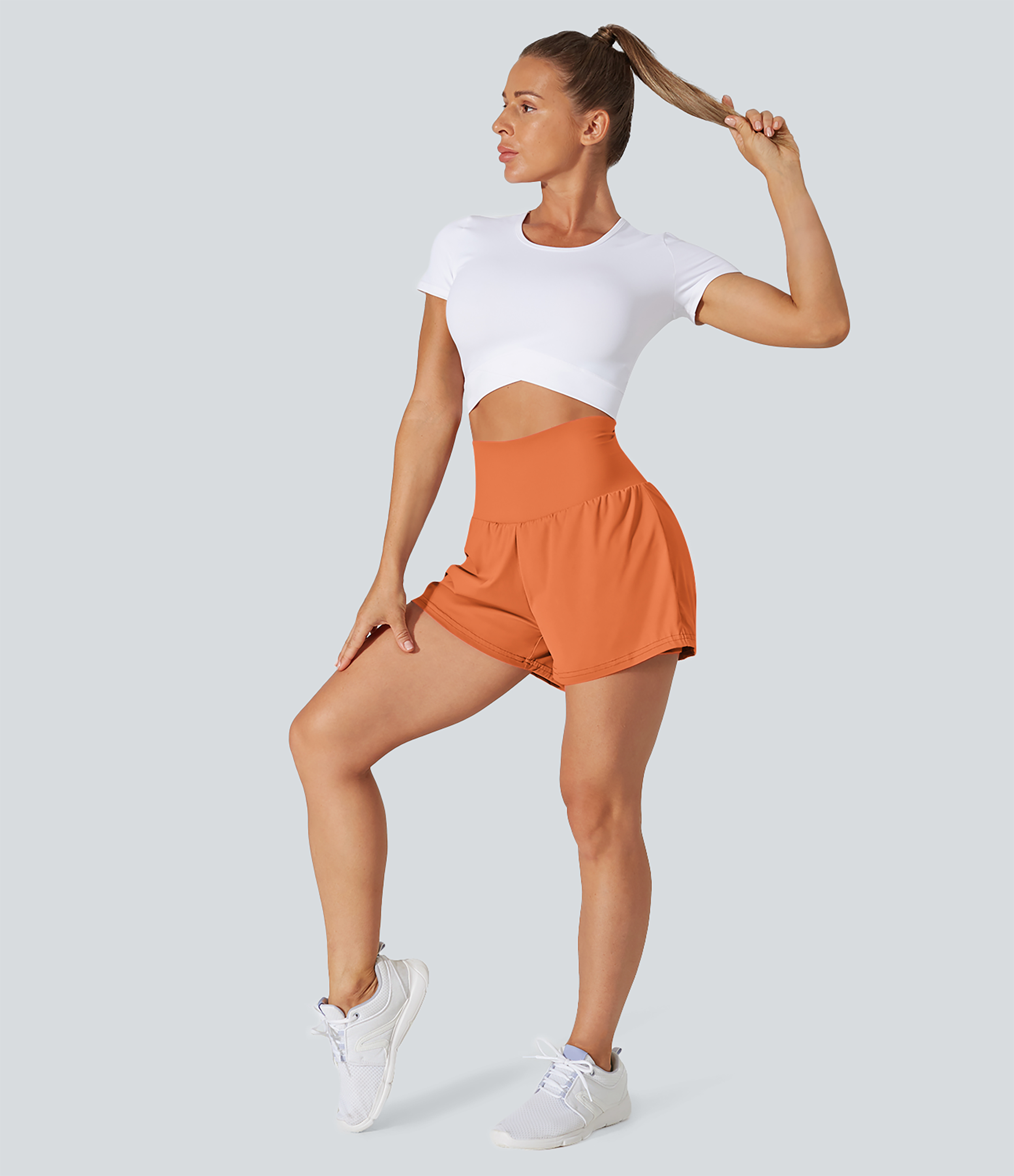Halara Super High Waisted Back Pocket & Side Hidden Pocket 2-in-1 Yoga Shorts 2.5
