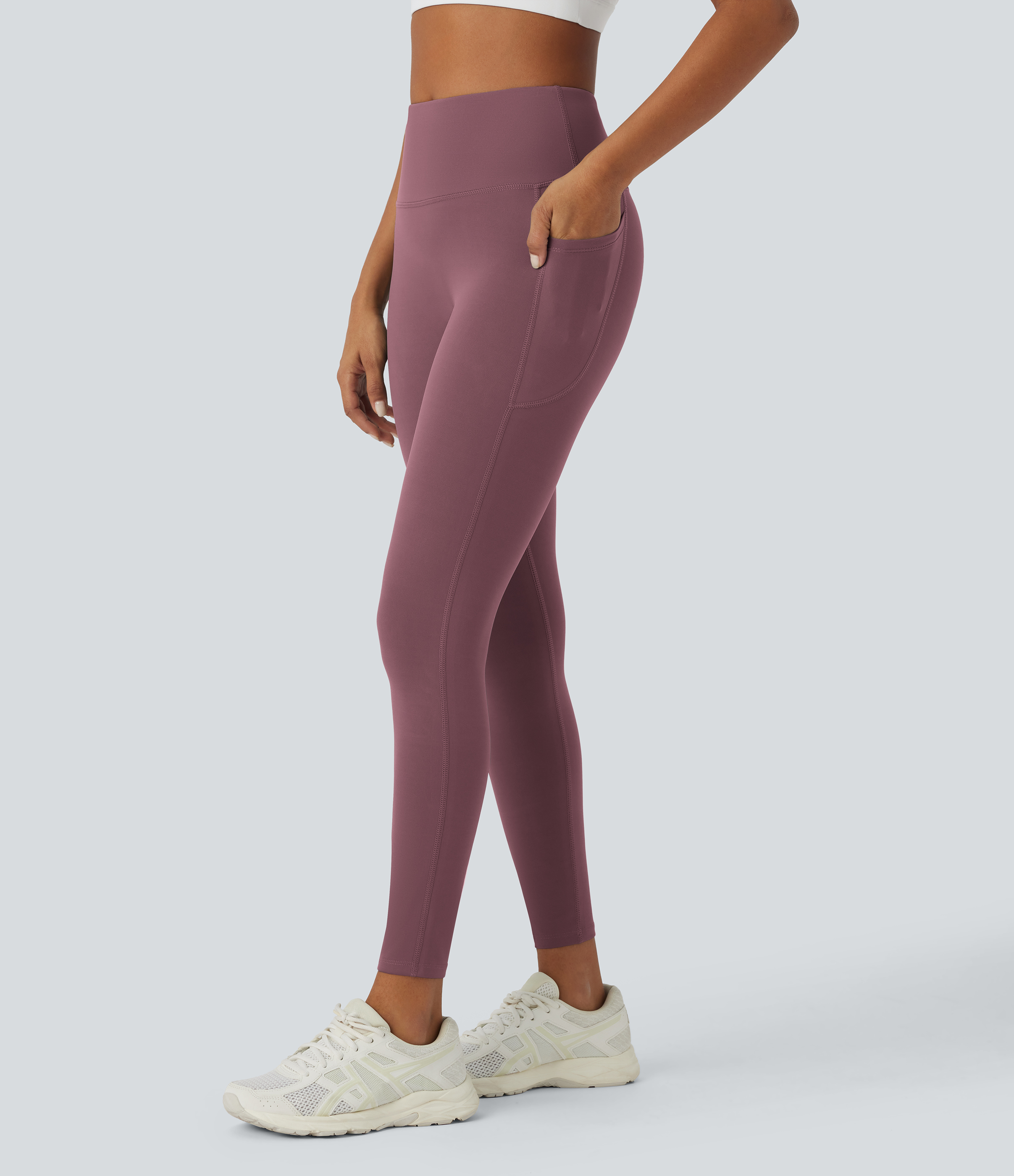 Halara PatitoffВ® 2.0 Pet Hair Resistant High Waisted Side Pocket Yoga Leggings  - Wild Ginger - M(7/8) gym leggings leggings with pockets 